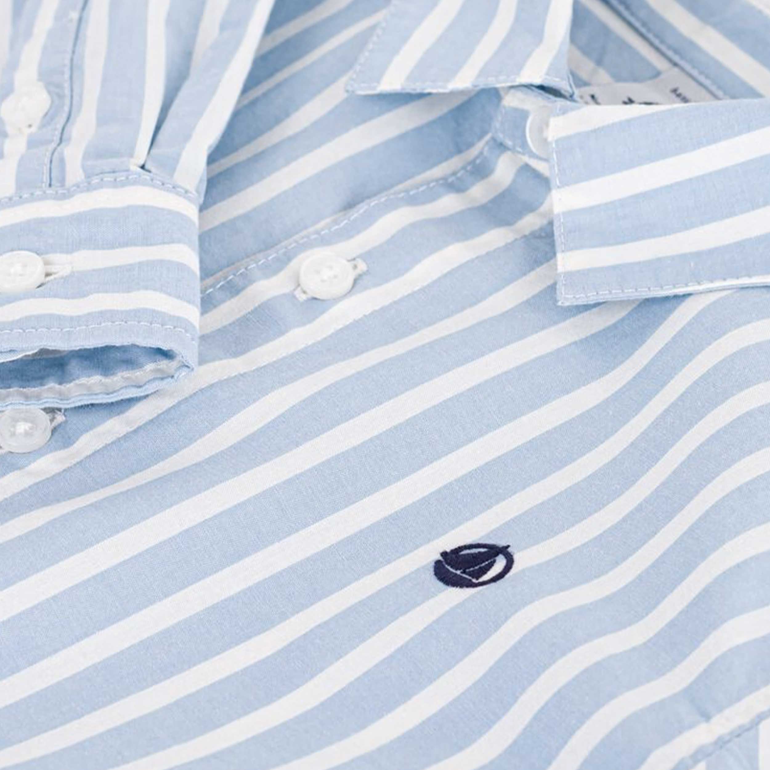 Camicia a Righe Blu e Bianco Firmata PETIT BATEAU