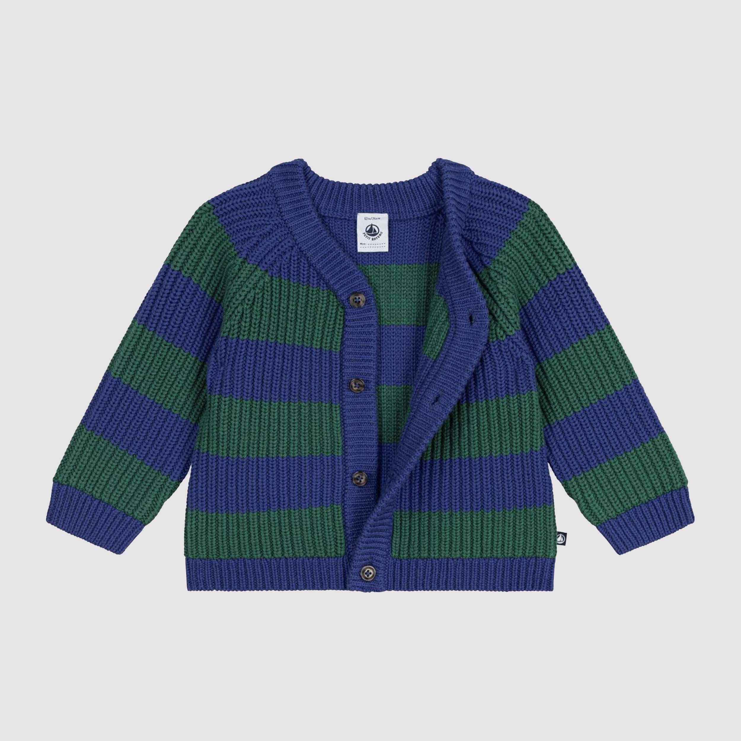Cardigan Bicolore in Lana e Cotone per Neonato by PETIT BATEAU