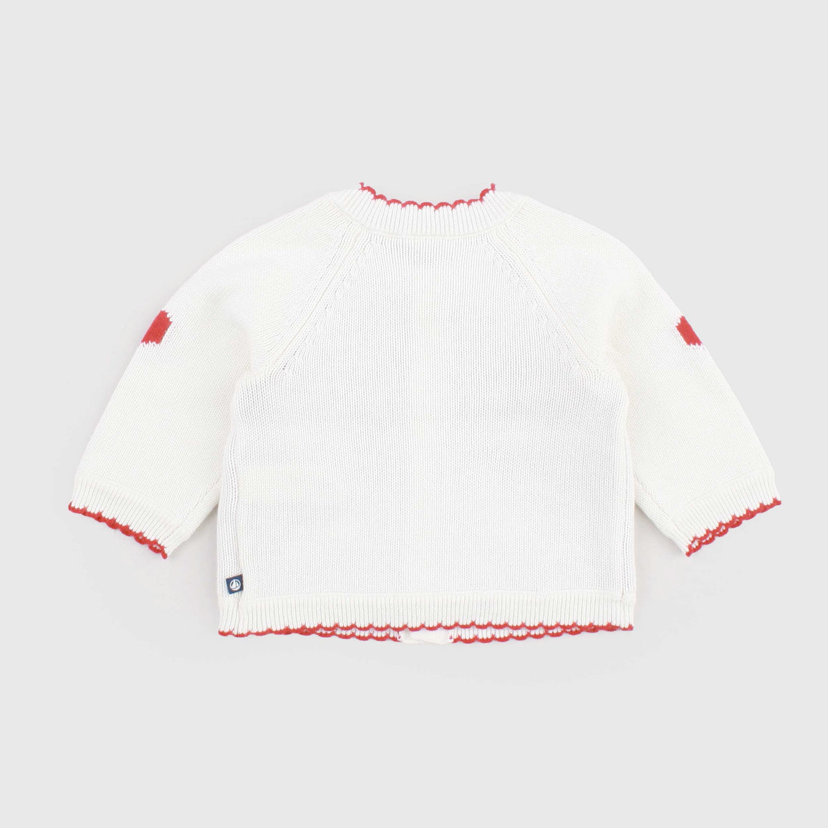 Milk and Red Cardigan for Newborn by PETIT BATEAU