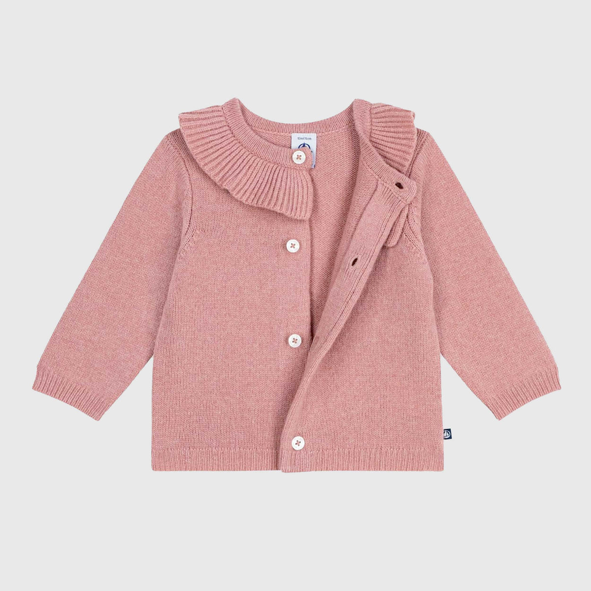 Cardigan Rosa Antico in Lana per Neonata by PETIT BATEAU