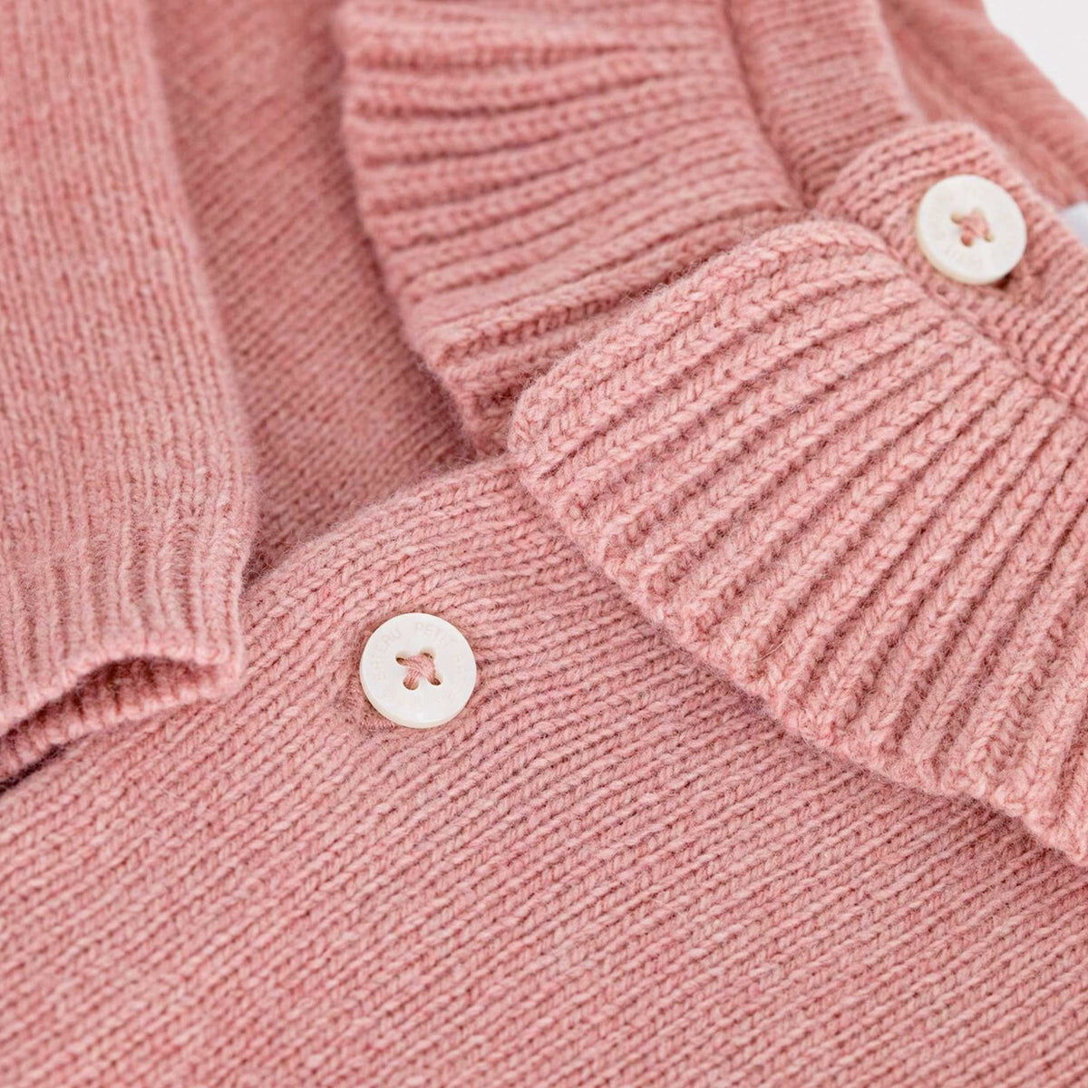 Cardigan Rosa Antico in Lana per Neonata by PETIT BATEAU