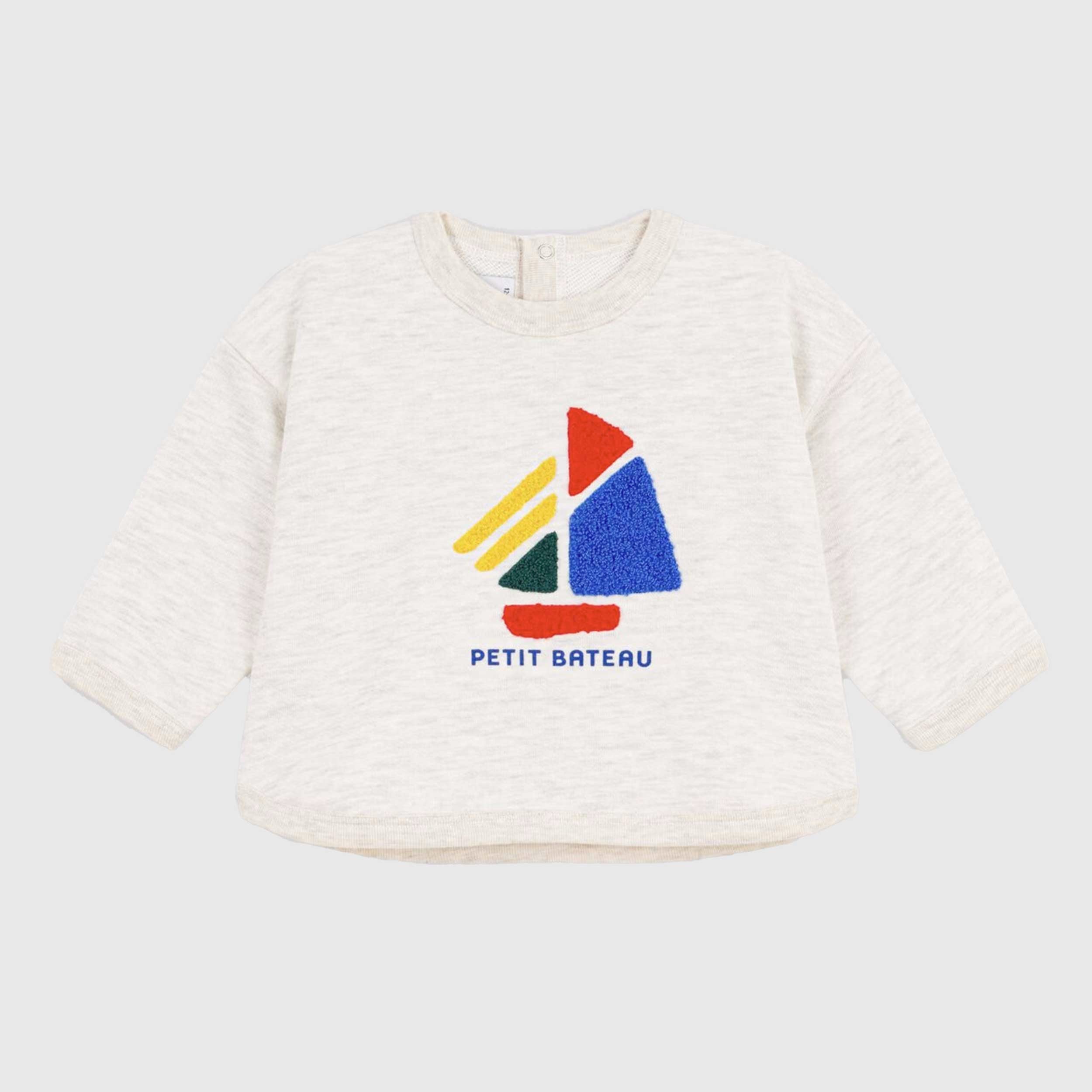 Beige Sweatshirt with Relief Design for Newborn by PETIT BATEAU