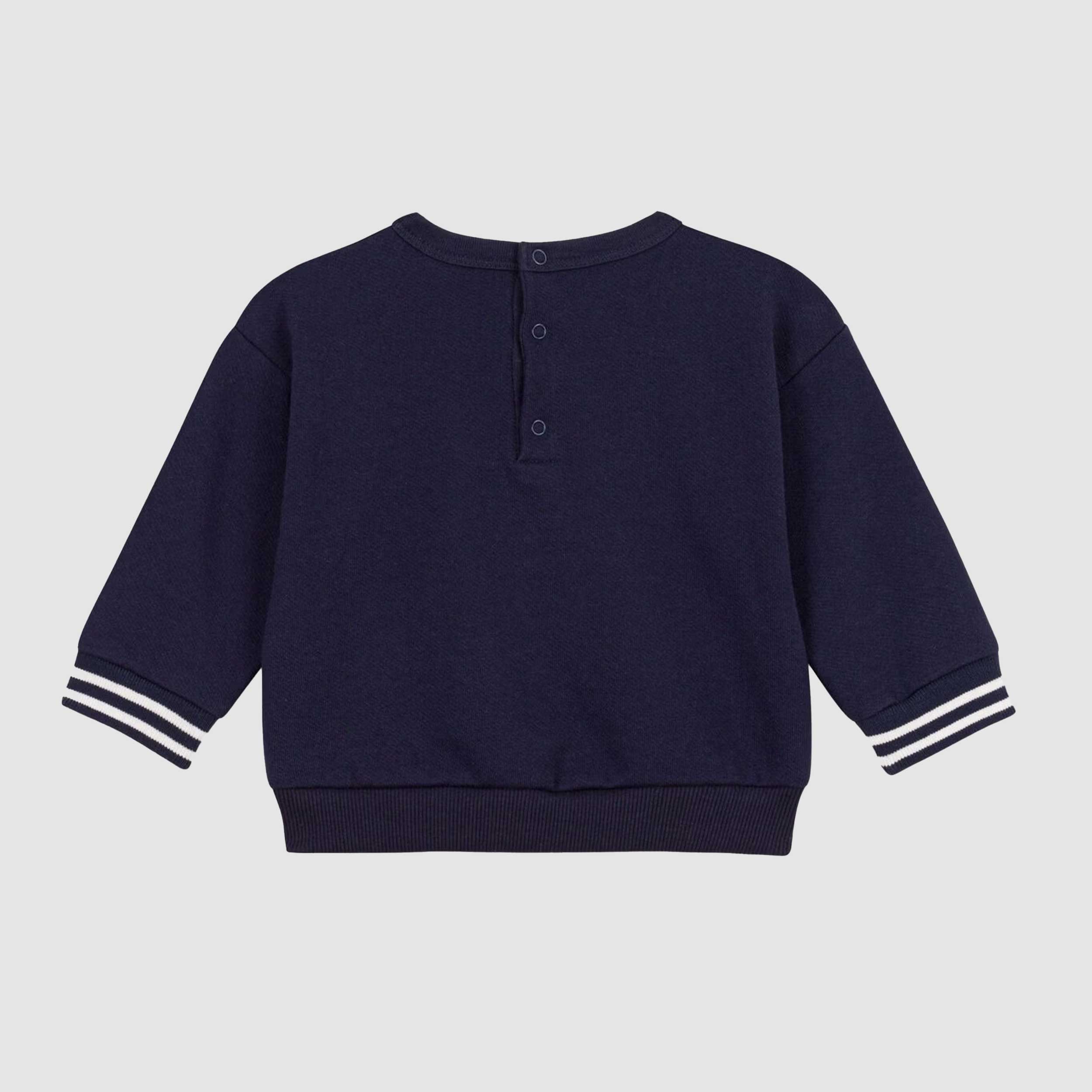 Blue Sweatshirt with Contrast Details Signed PETIT BATEAU