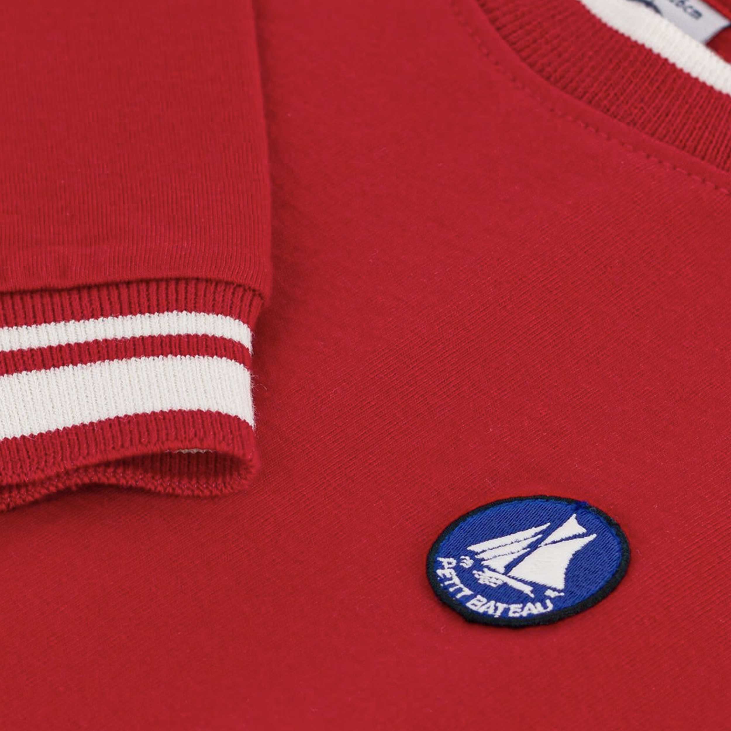 Red Sweatshirt with White Details and Nameplate By PETIT BATEAU