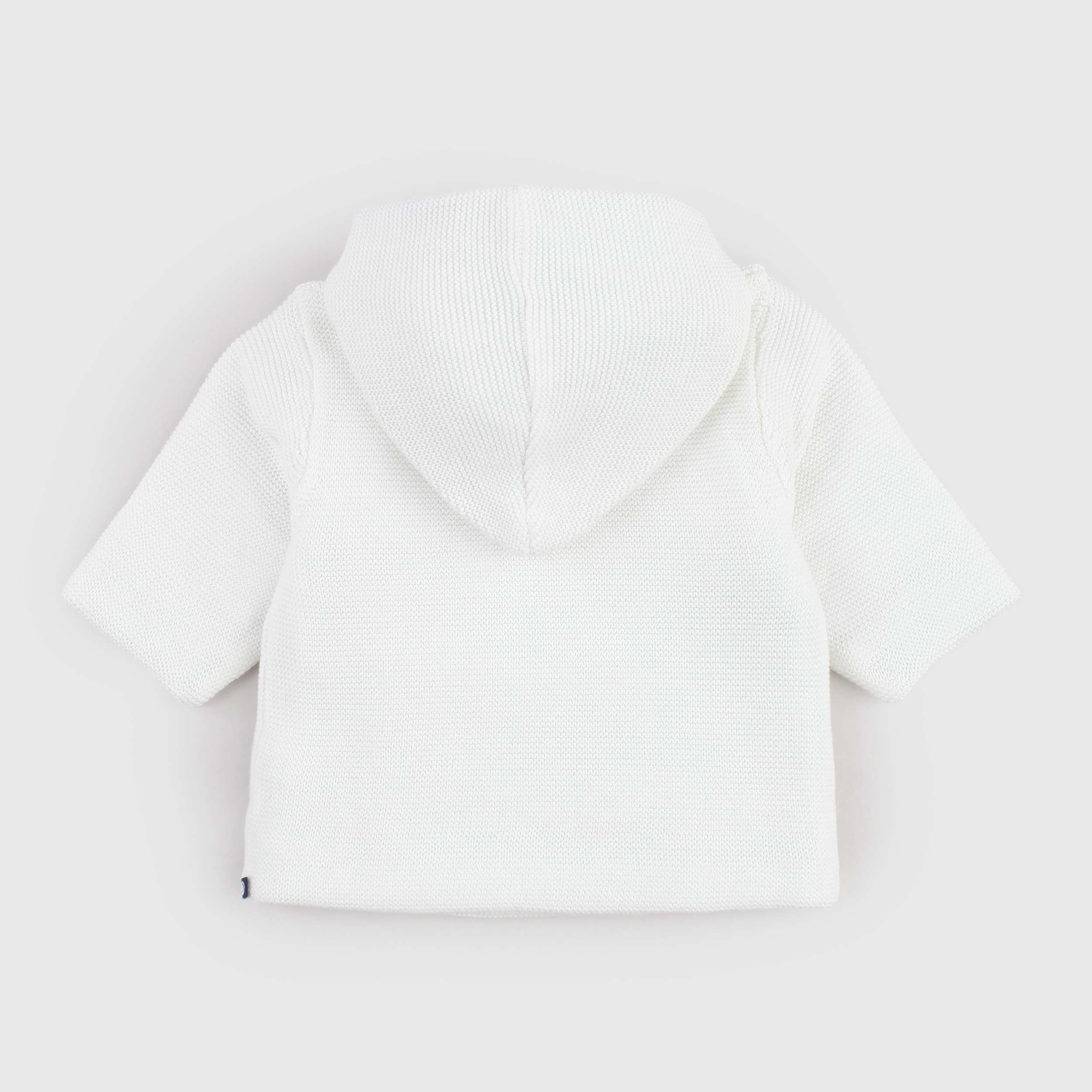White Coat with Hood and Striped Interior By PETIT BATEAU