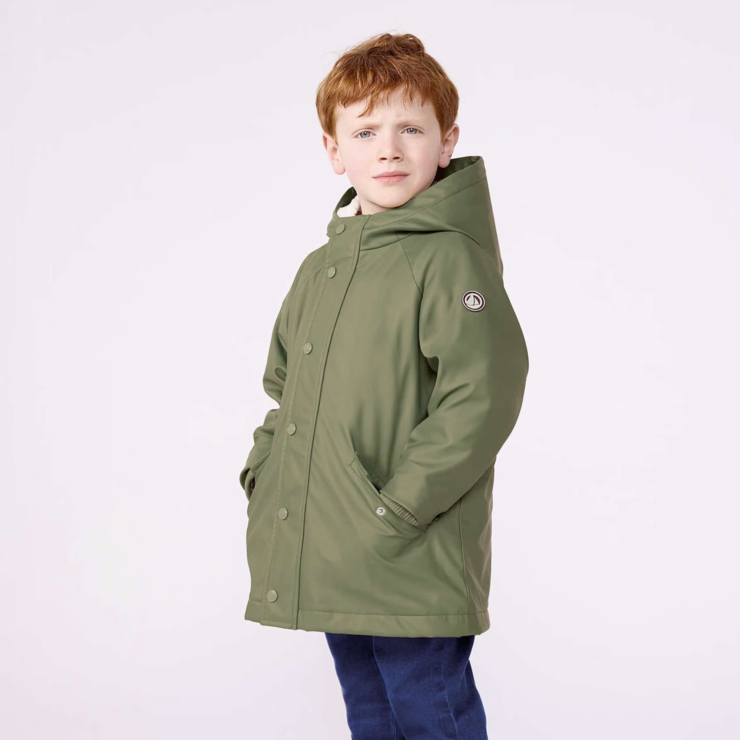 Impermeabile Verde con Interno Trapuntato By PETIT BATEAU