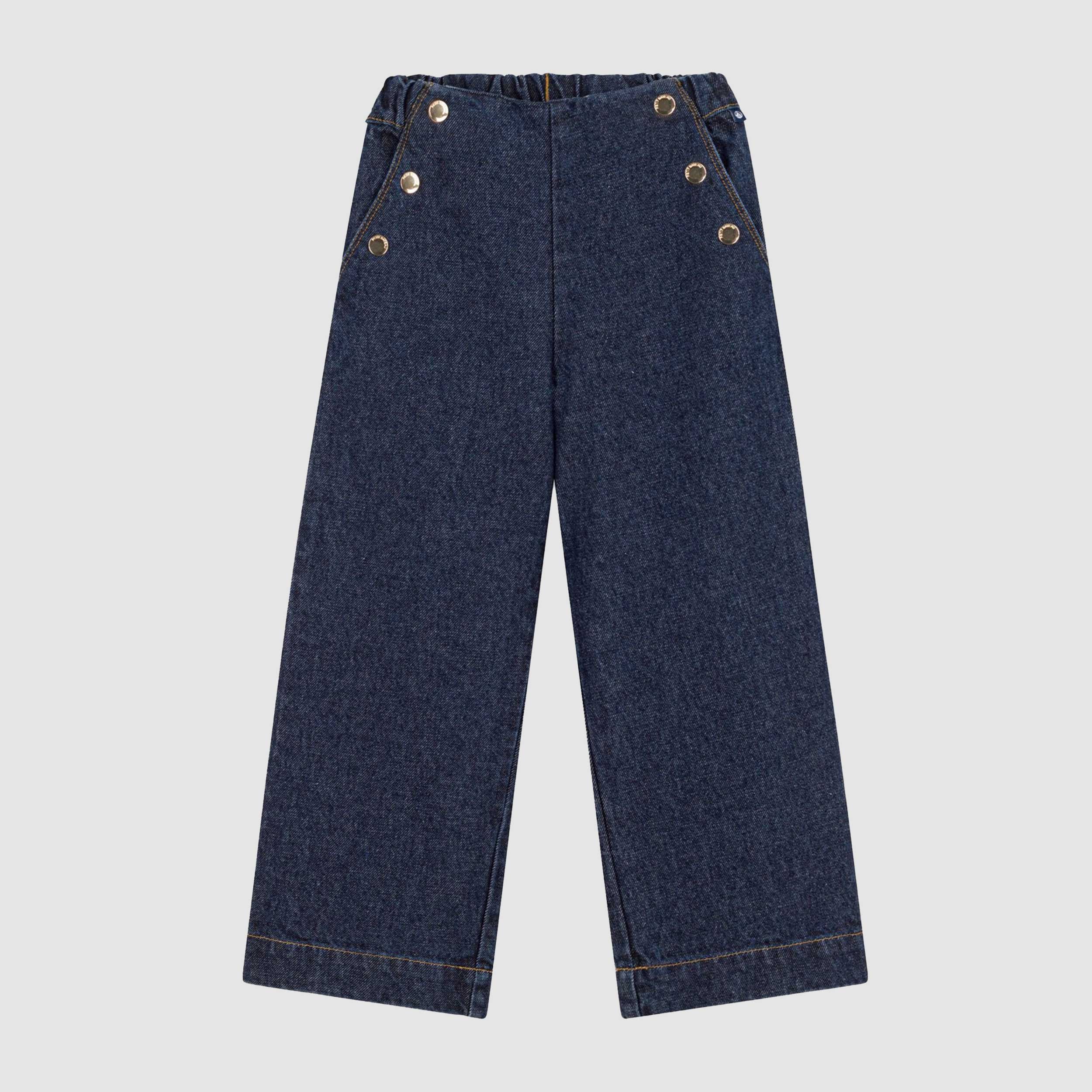 Blue Jeans with Elastic Waist for Girls Signed PETIT BATEAU