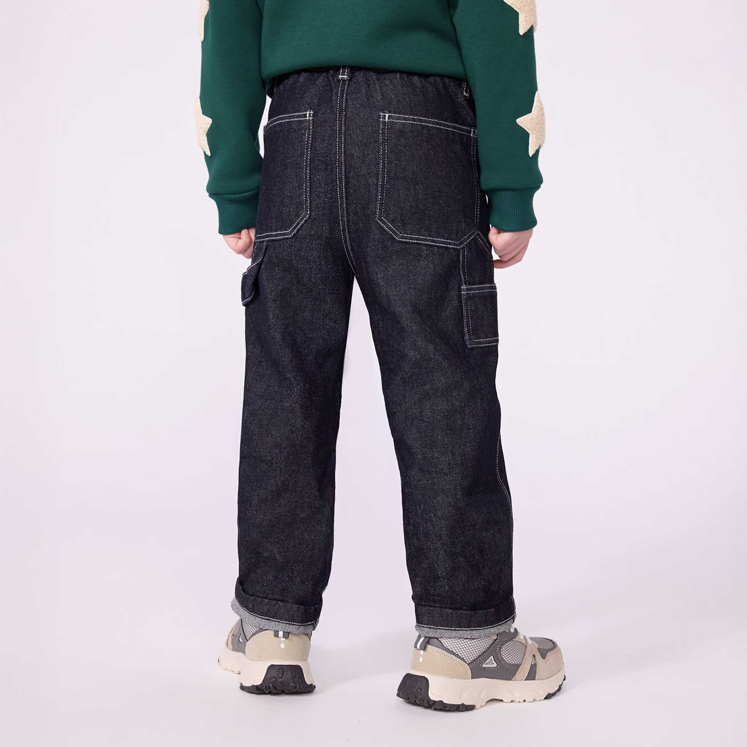 Dark Blue Drawstring Jeans for Baby By PETIT BATEAU