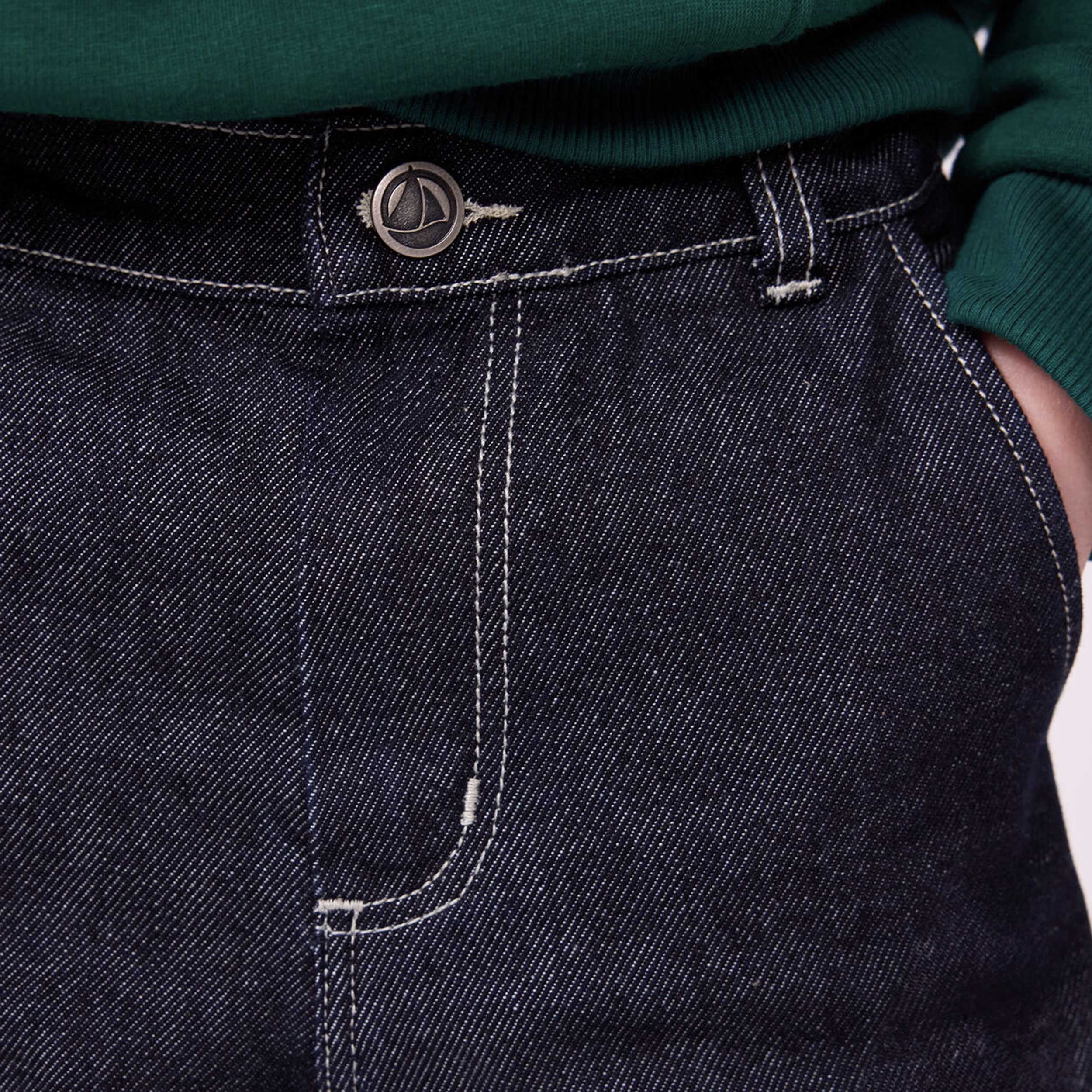 Dark Blue Drawstring Jeans for Baby By PETIT BATEAU
