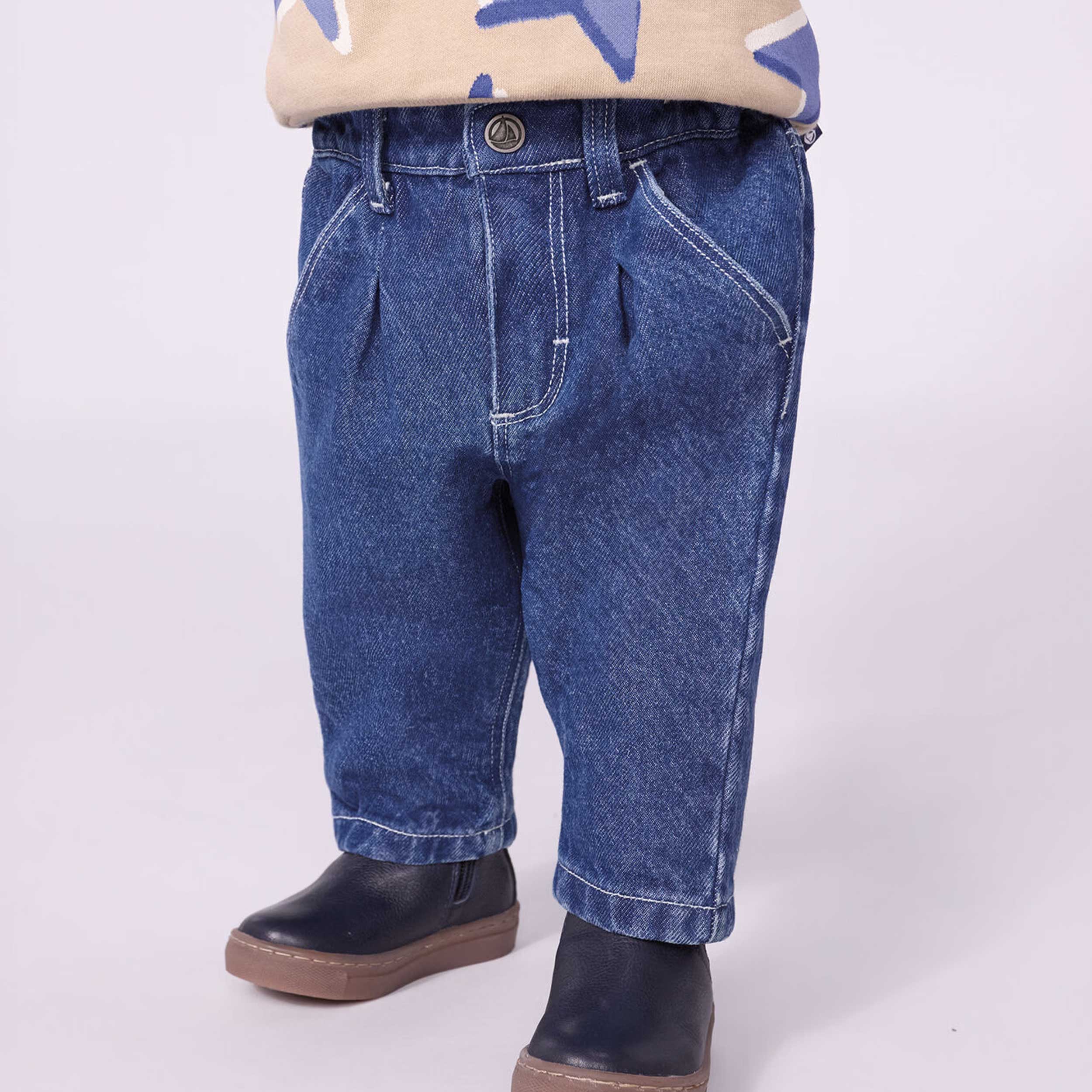 Blue Denim Jeans Egg Pattern Signed PETIT BATEAU