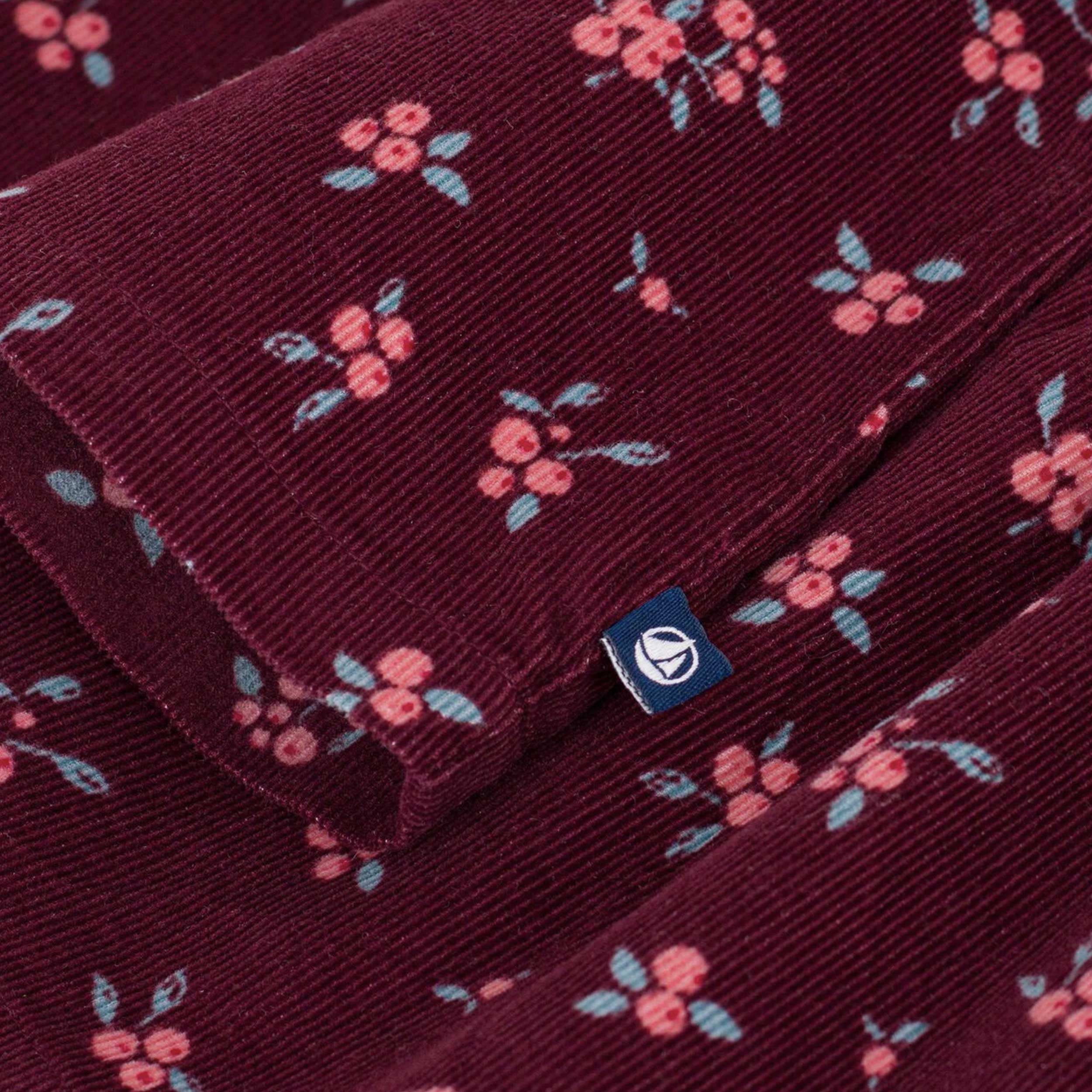 Blusa Bordeaux in Velluto a Coste per Bambina by PETIT BATEAU