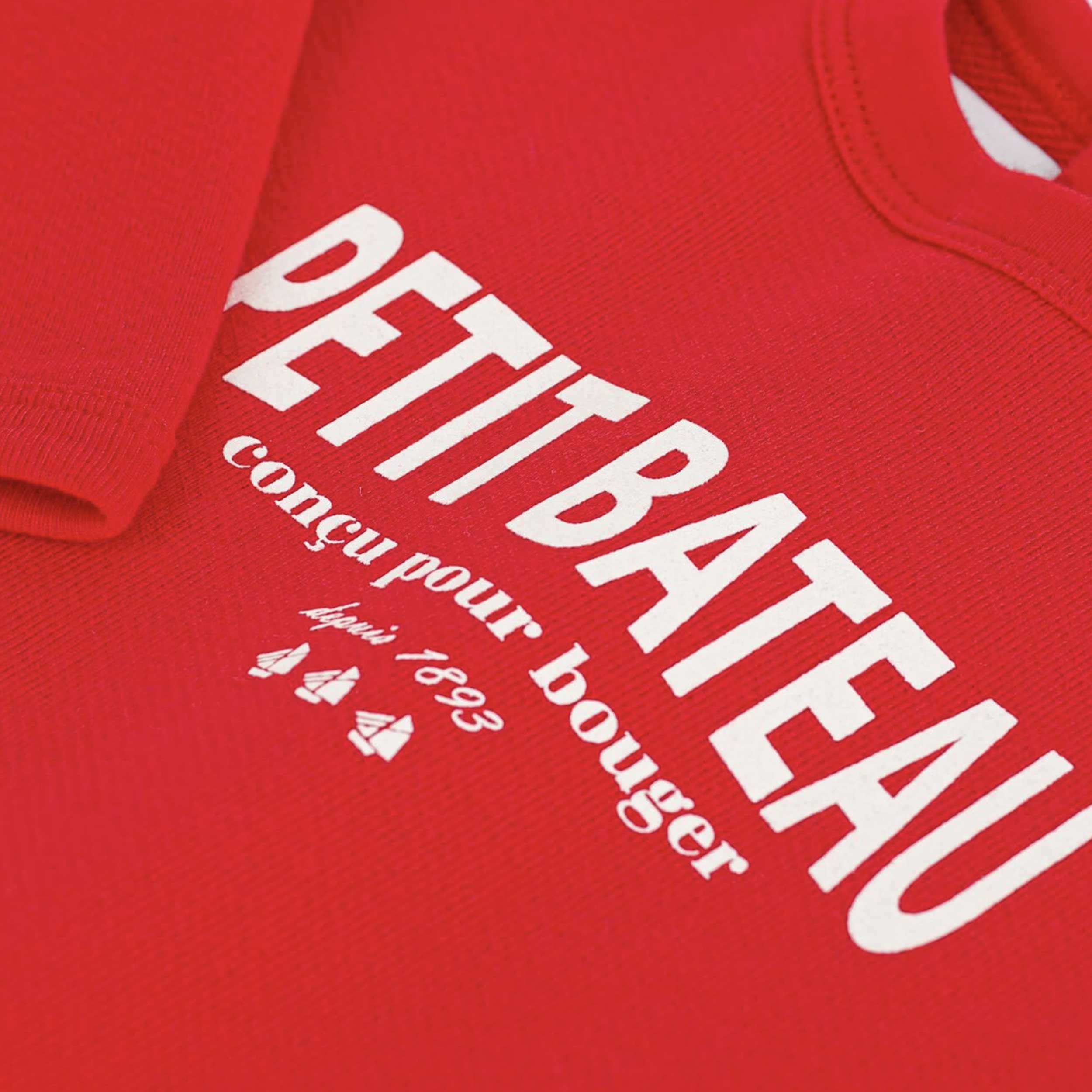 Felpa Rossa in Cotone con Logo Firmata PETIT BATEAU