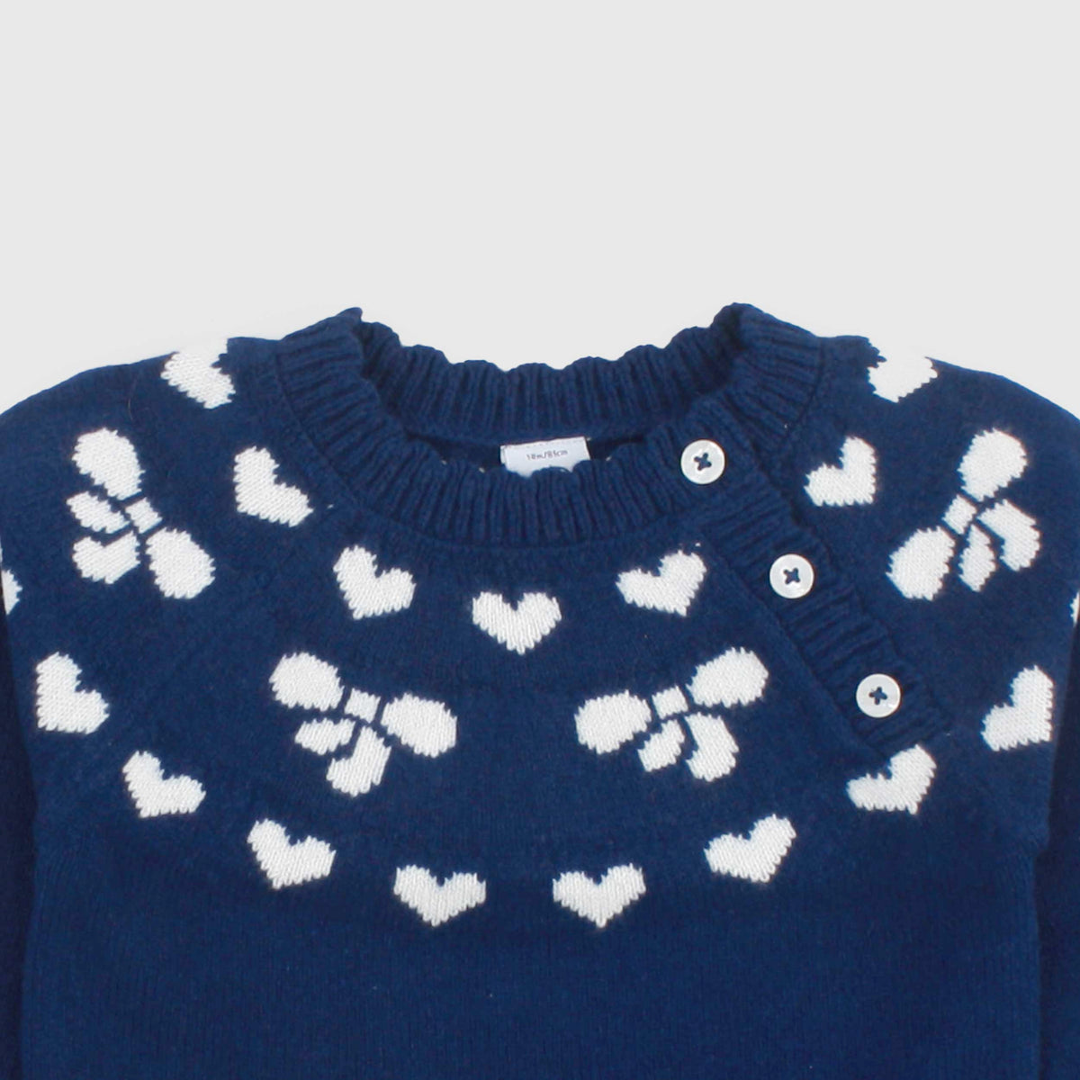 Blue Wool Button-Up Baby Girl T-Shirt by PETIT BATEAU