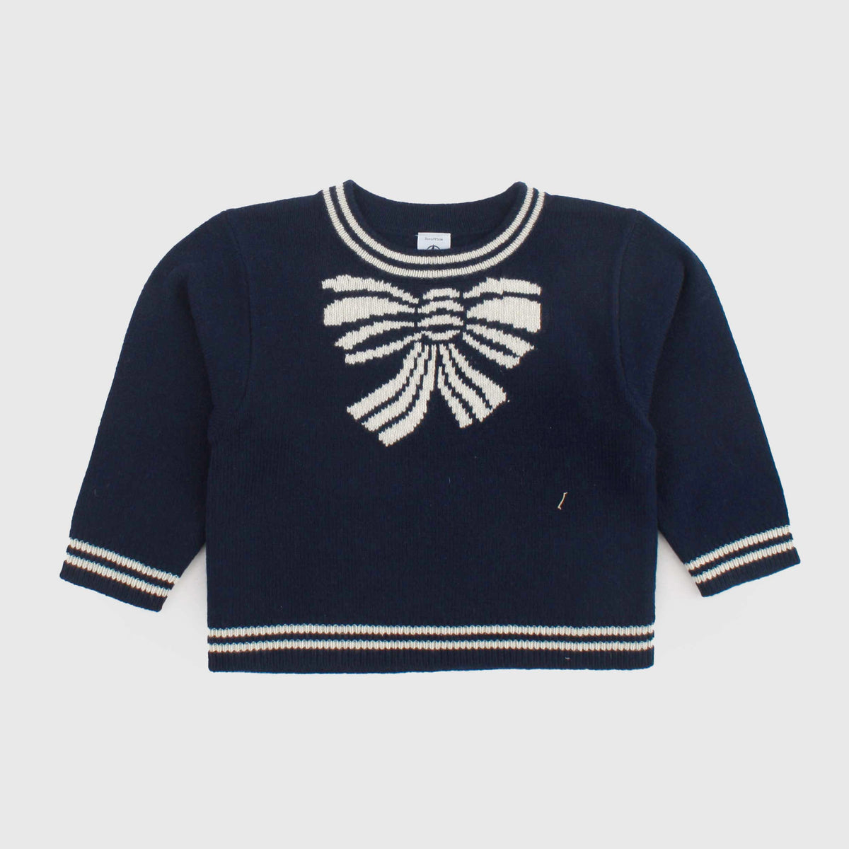 Blue T-Shirt with Beige Details for Girls by PETIT BATEAU