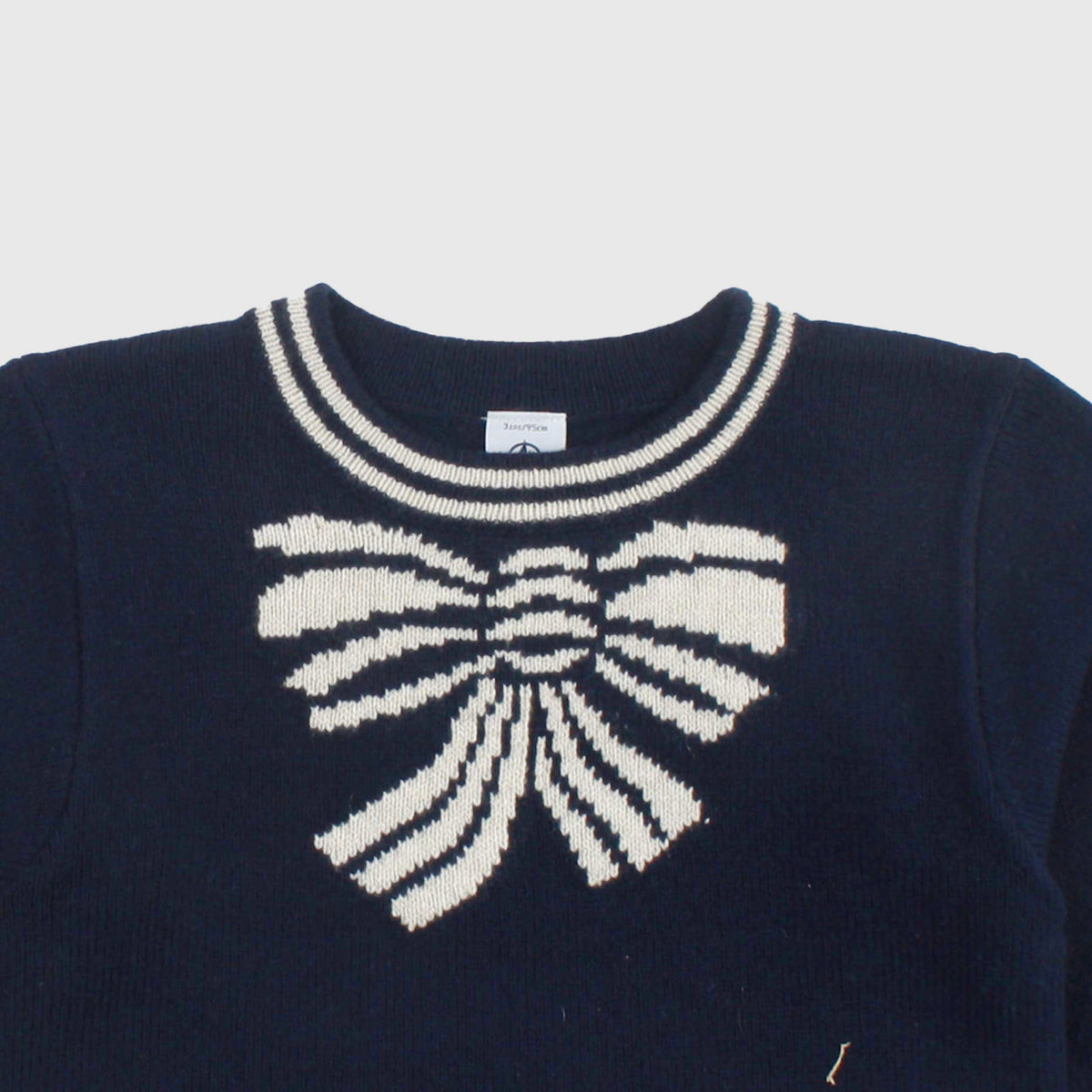 Blue T-Shirt with Beige Details for Girls by PETIT BATEAU