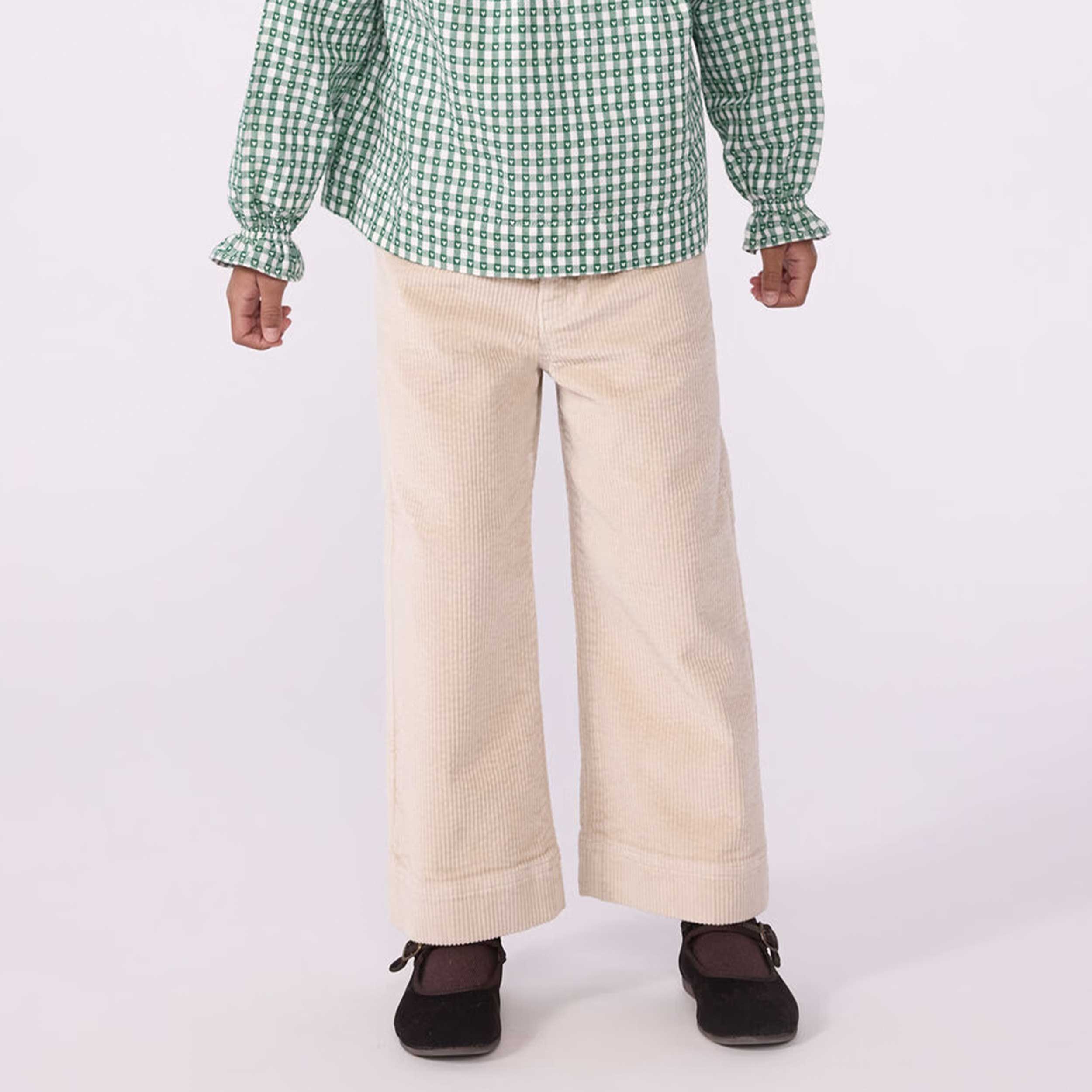 Pantalone Beige in Velluto a Coste per Bambina by PETIT BATEAU