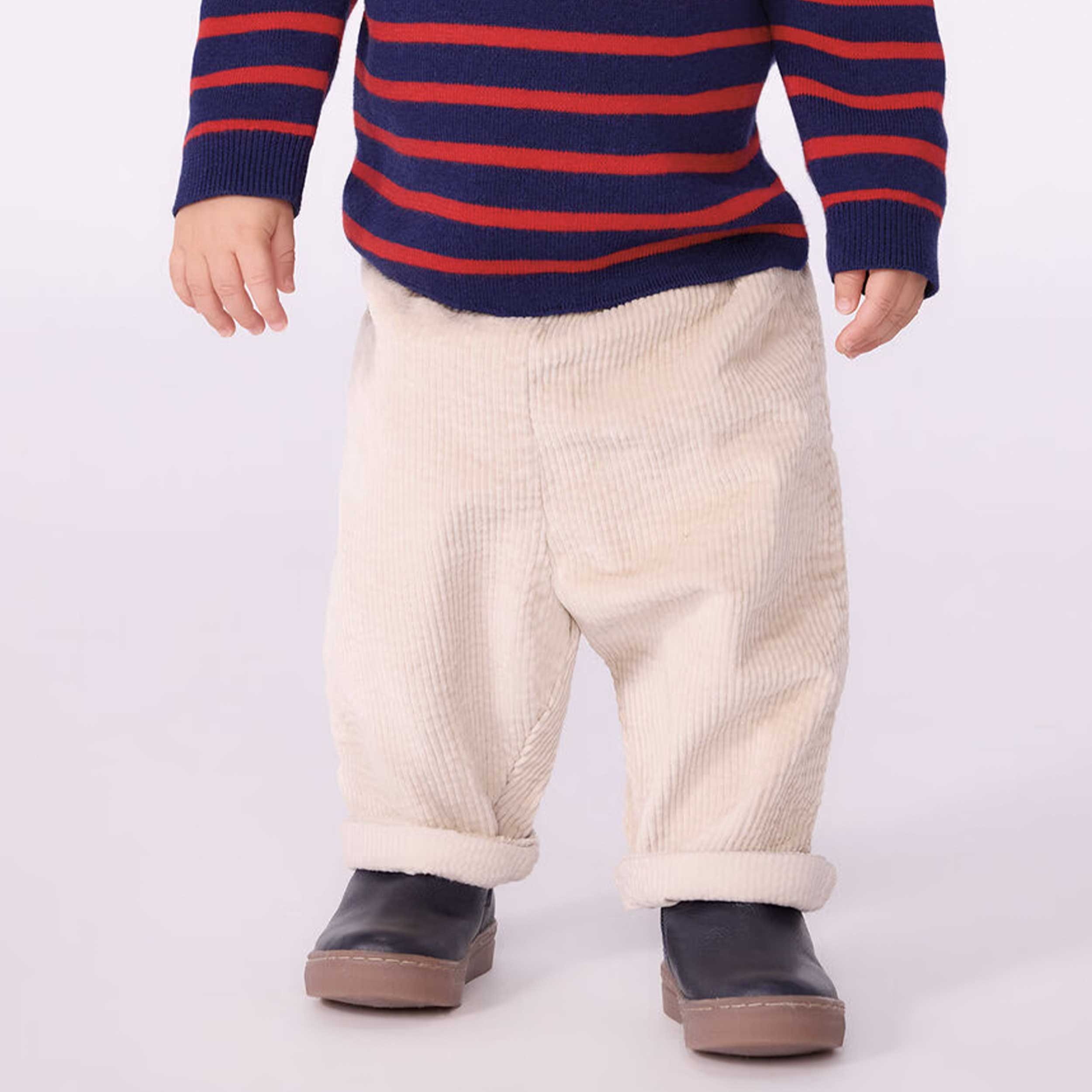 Pantalone Beige in Velluto a Coste per Neonati by PETIT BATEAU