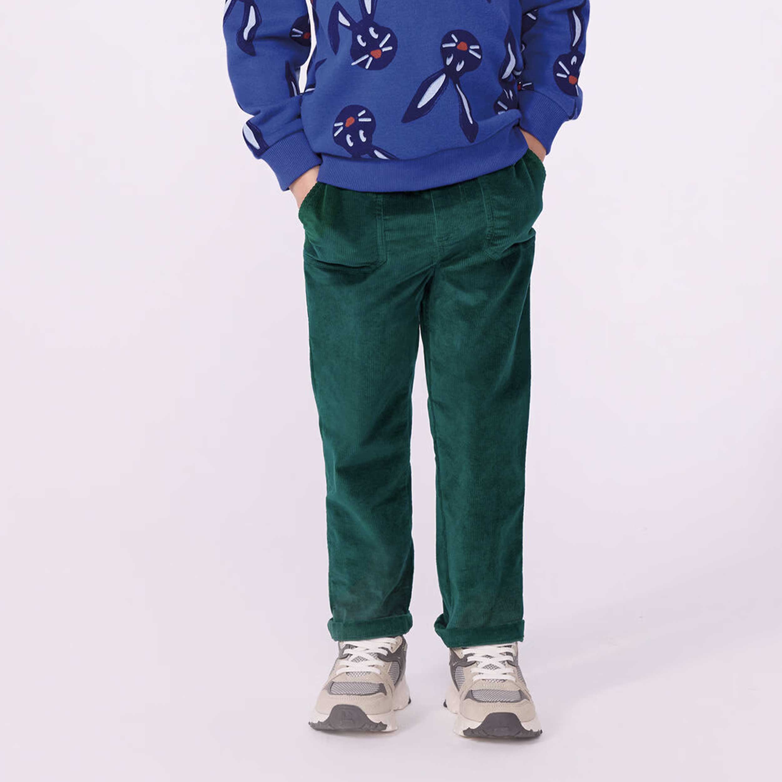Pantalone Verde in Velluto a Coste per Bambino by PETIT BATEAU