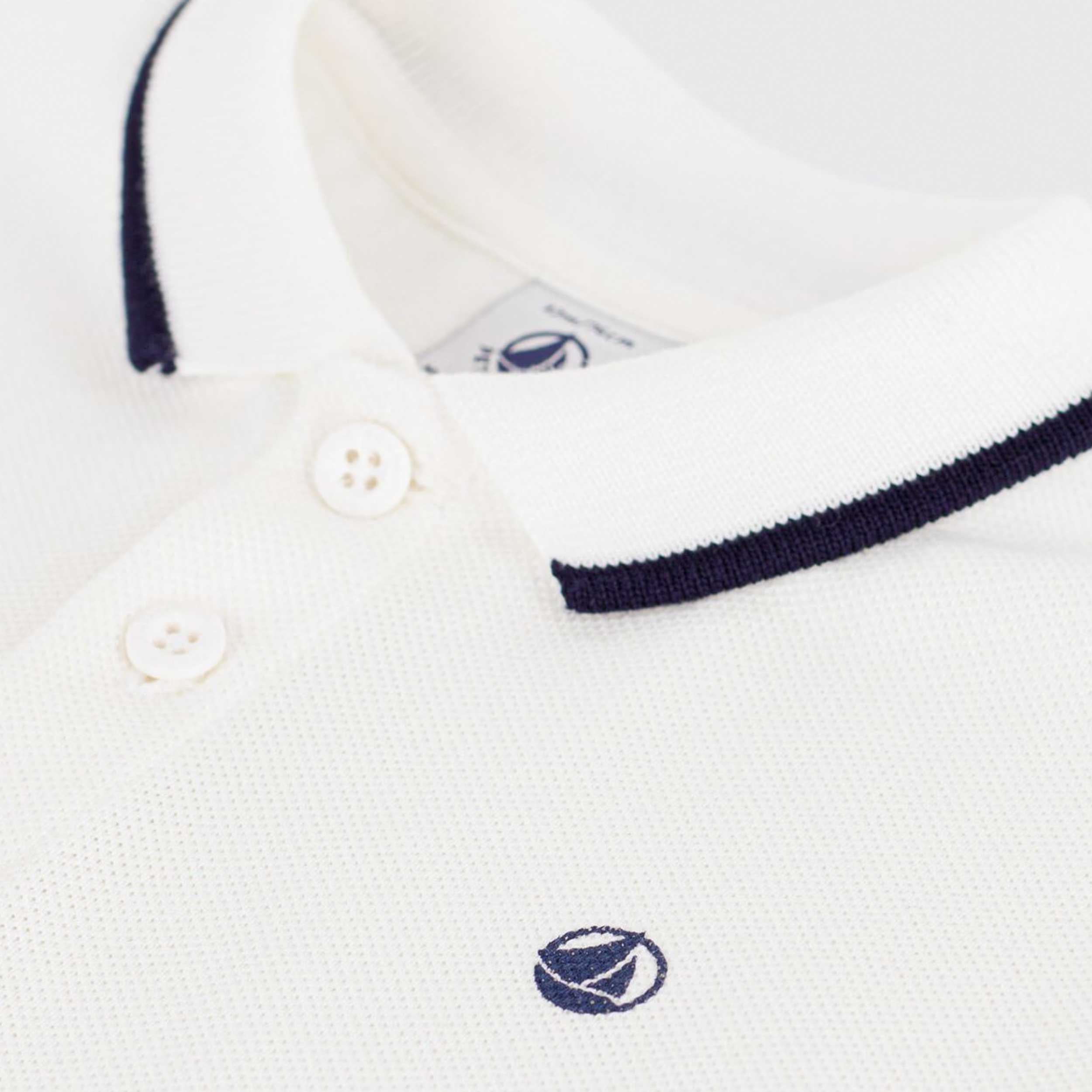 Polo Bianca a Maniche Corte con Logo Firmata PETIT BATEAU