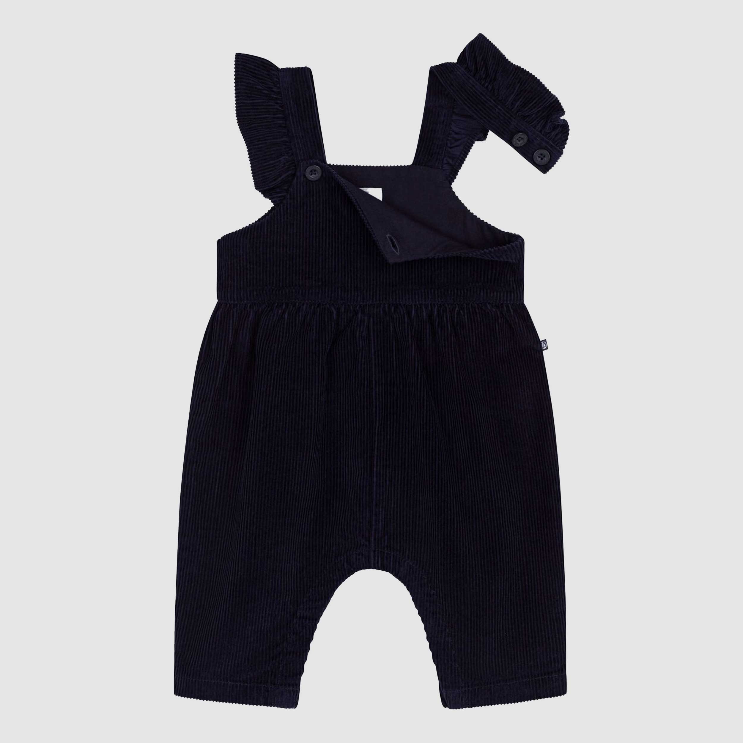 Salopette in Velluto a Coste Blu per Neonata by PETIT BATEAU