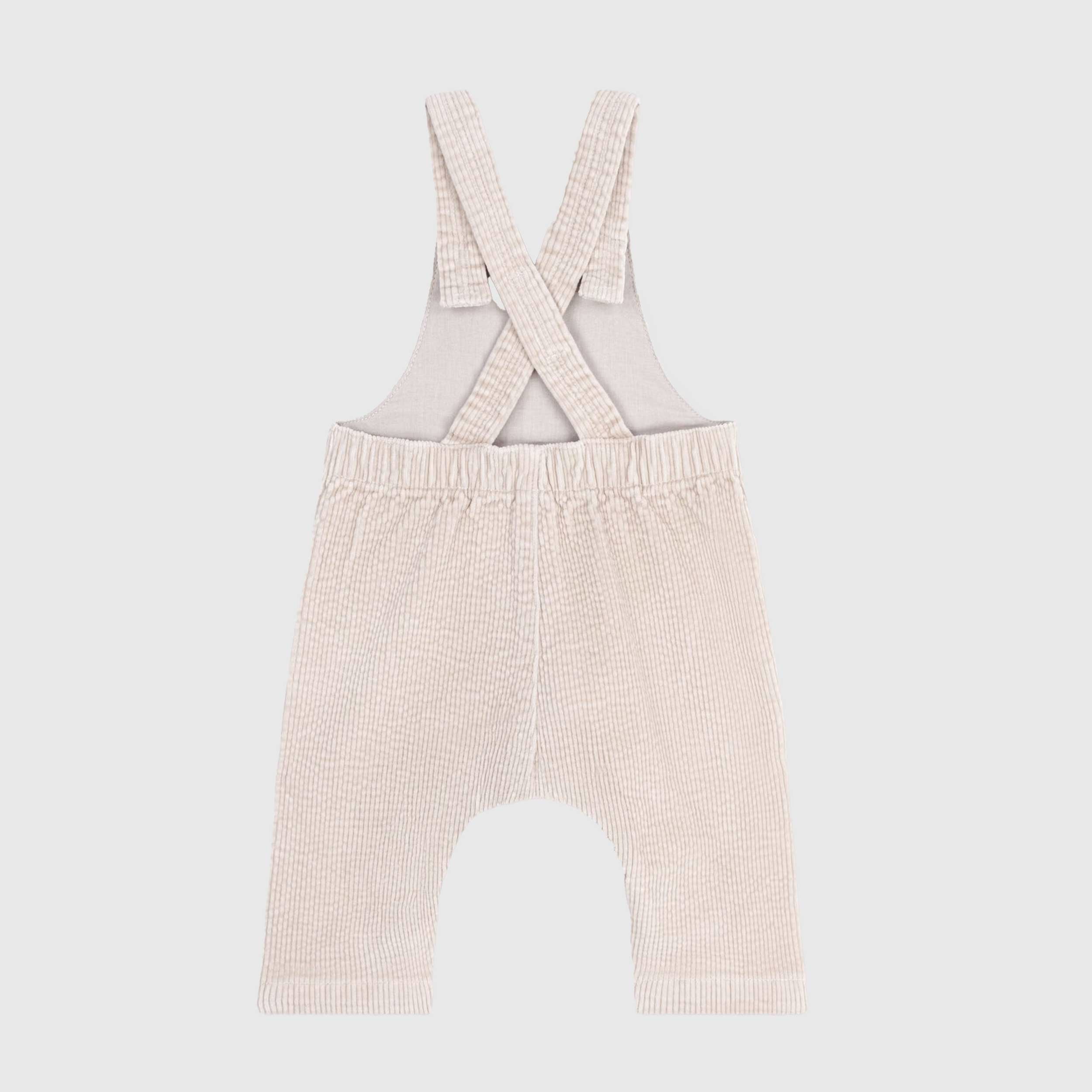 Salopette Beige a Coste in Cotone per Neonato by PETIT BATEAU
