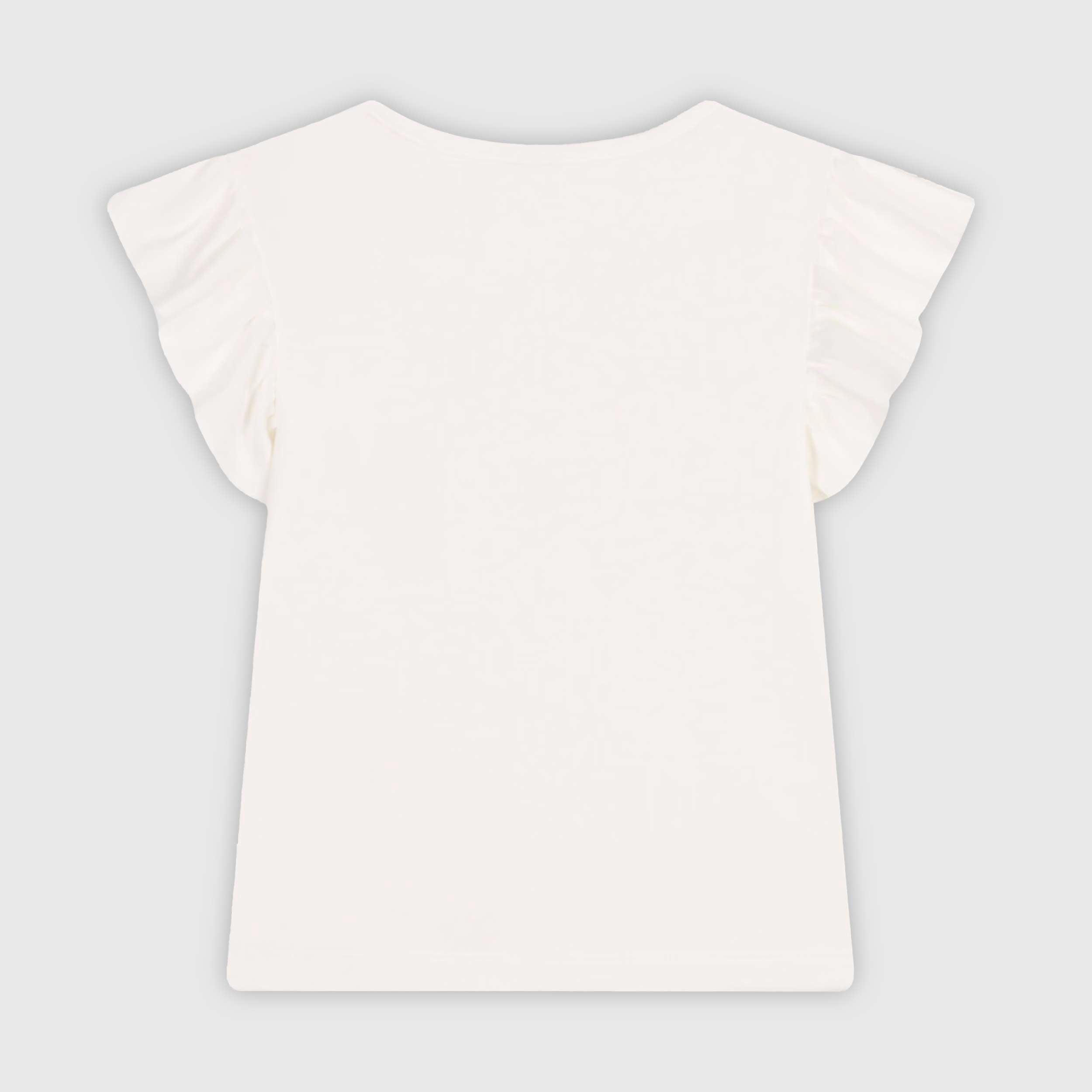 T-shirt Bianca con Maniche a Volant Firmata PETIT BATEAU
