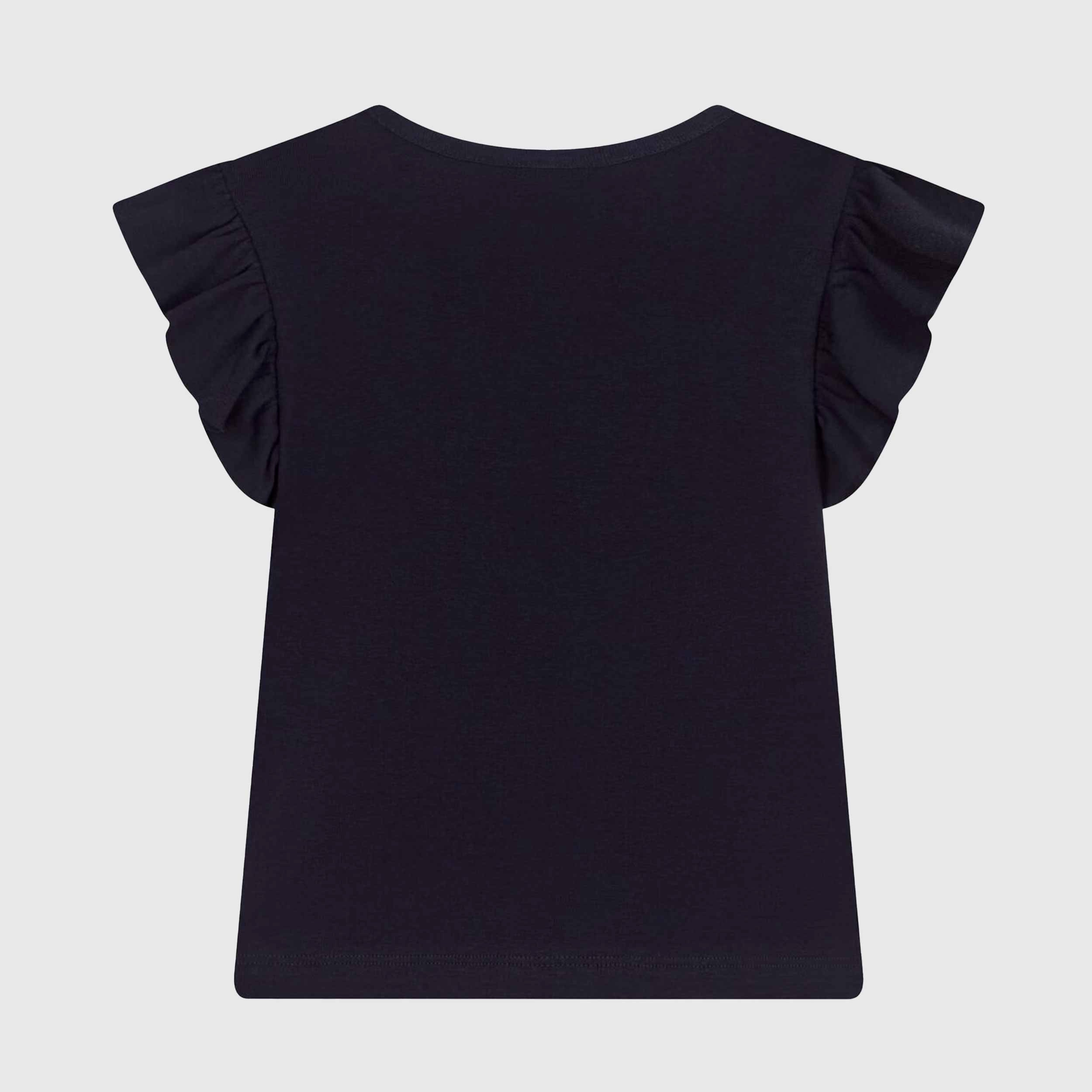 T-shirt Blu con Maniche a Volant Firmata PETIT BATEAU