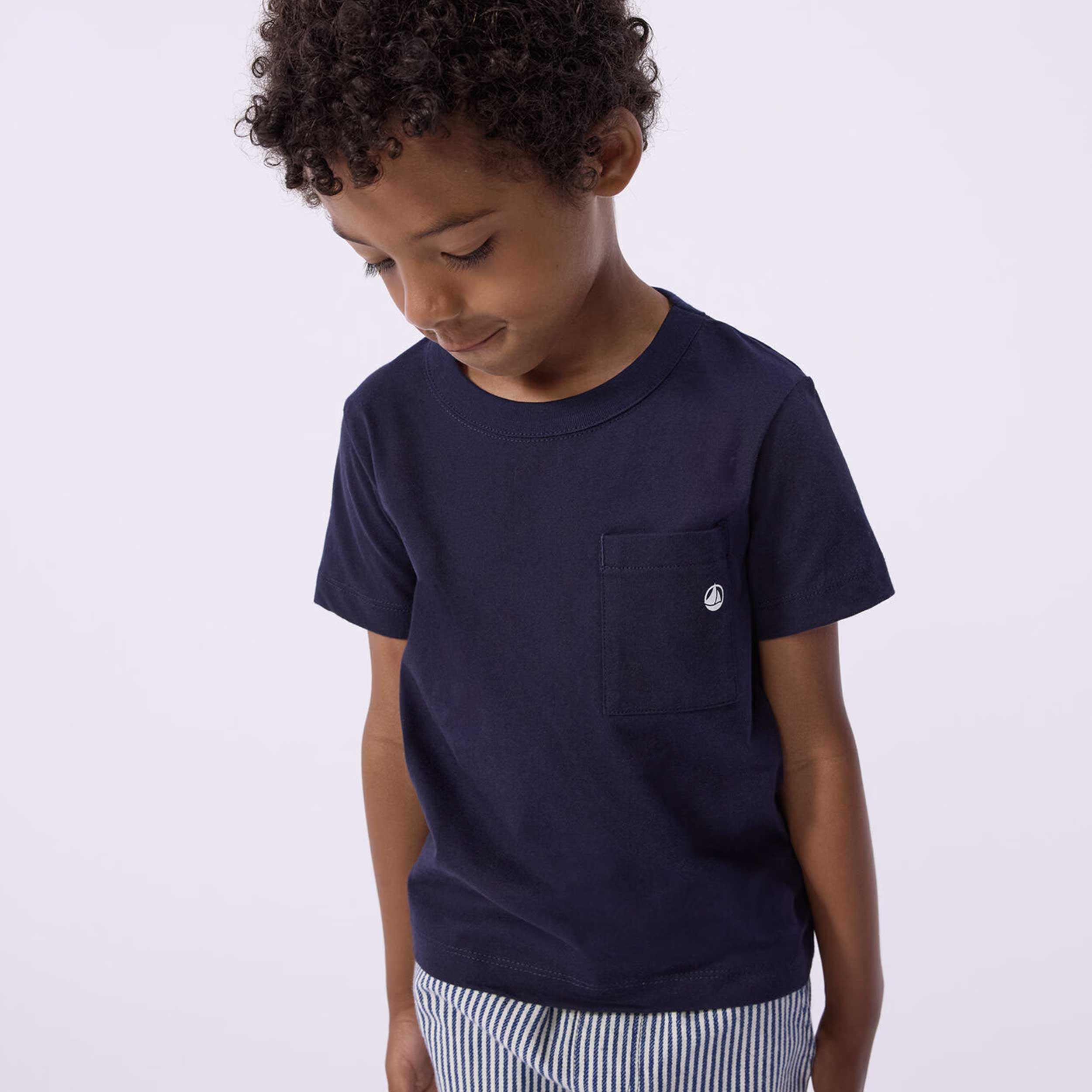 PETIT BATEAU Solid Color Short Sleeve T-shirt
