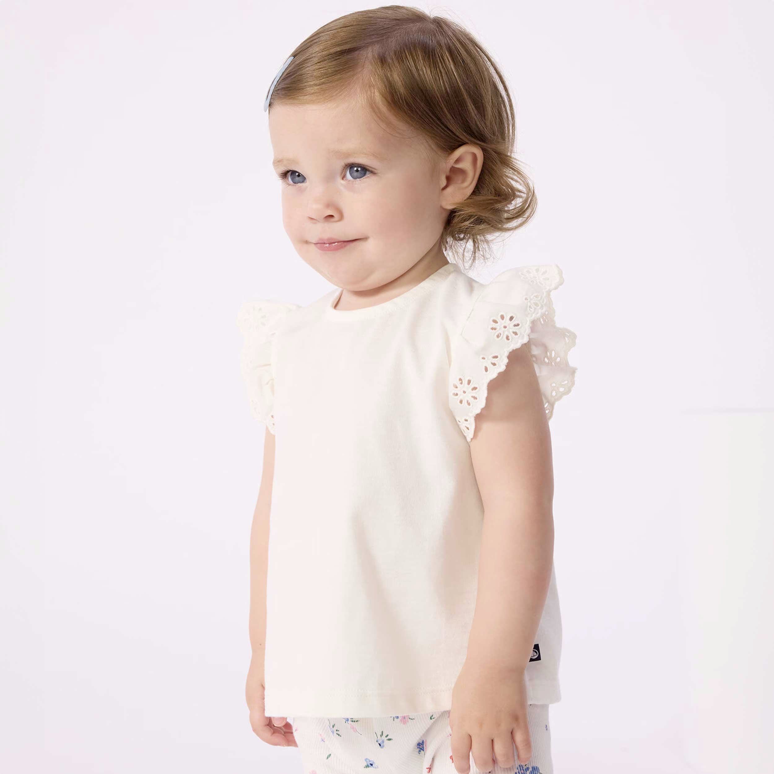 T-shirt in Cotone con Ricamo sulle Maniche Firmata MOLO