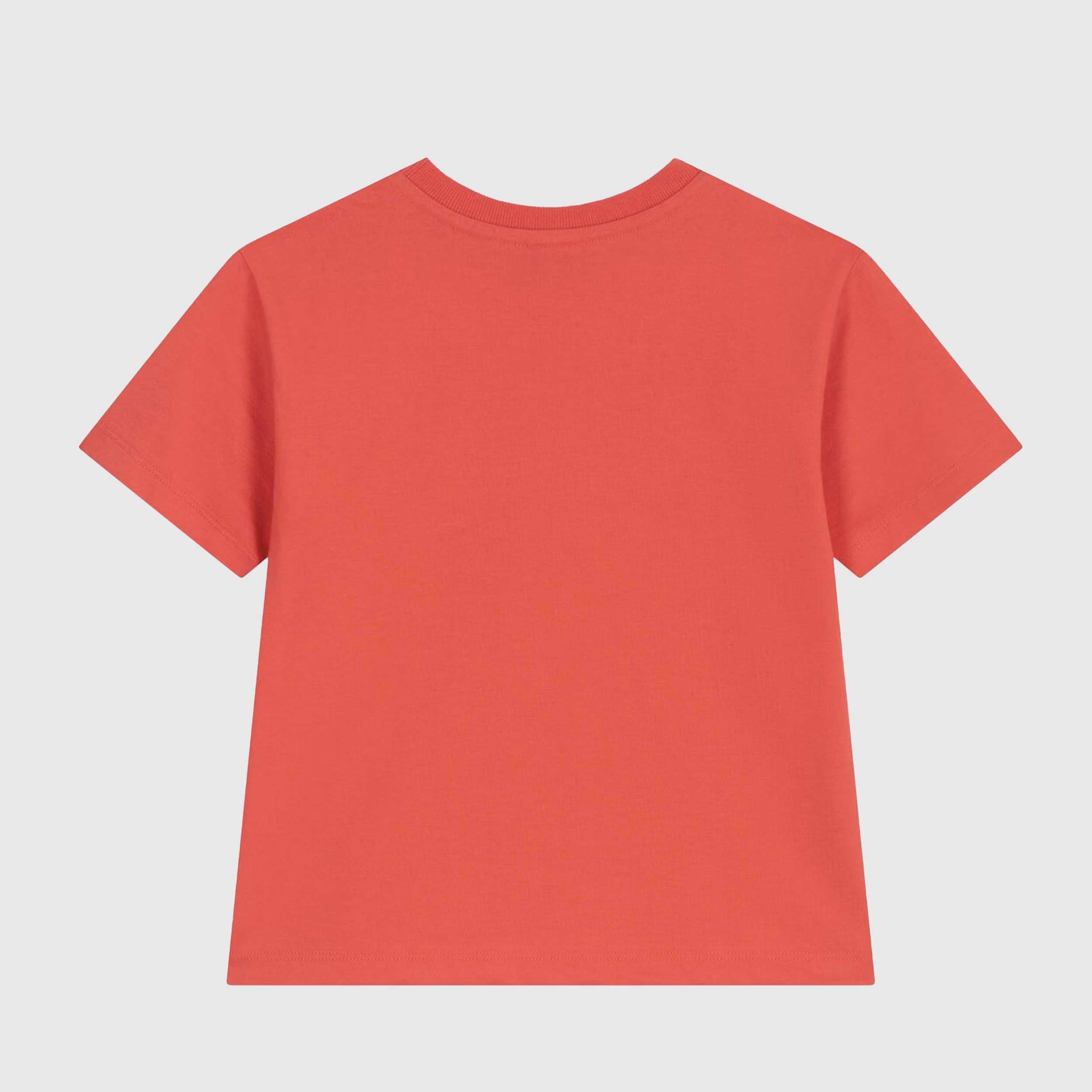 T-shirt Rosso Corallo con Logo Bianco Firmata PETIT BATEAU