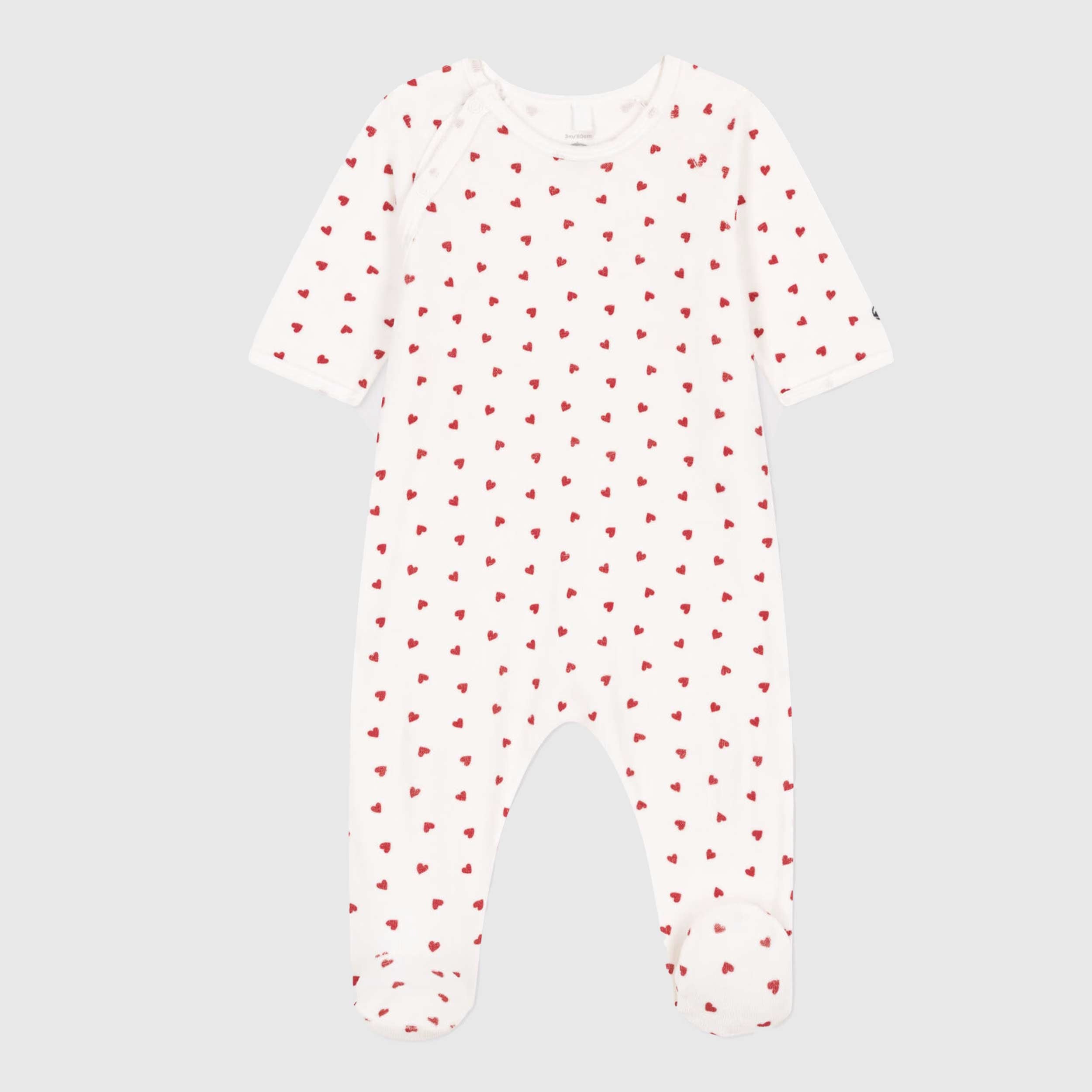 White and Red onesie with Heart Print By PETIT BATEAU
