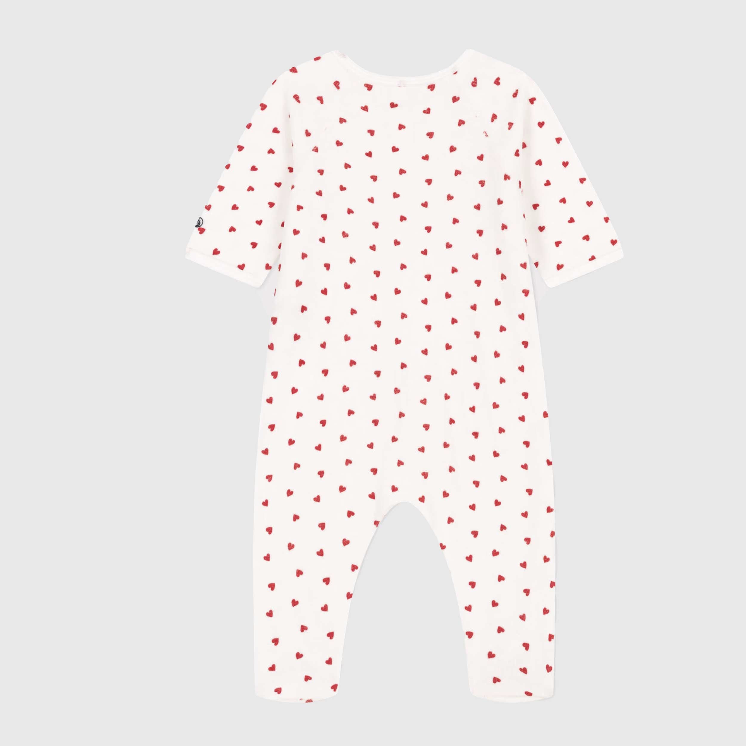 White and Red onesie with Heart Print By PETIT BATEAU
