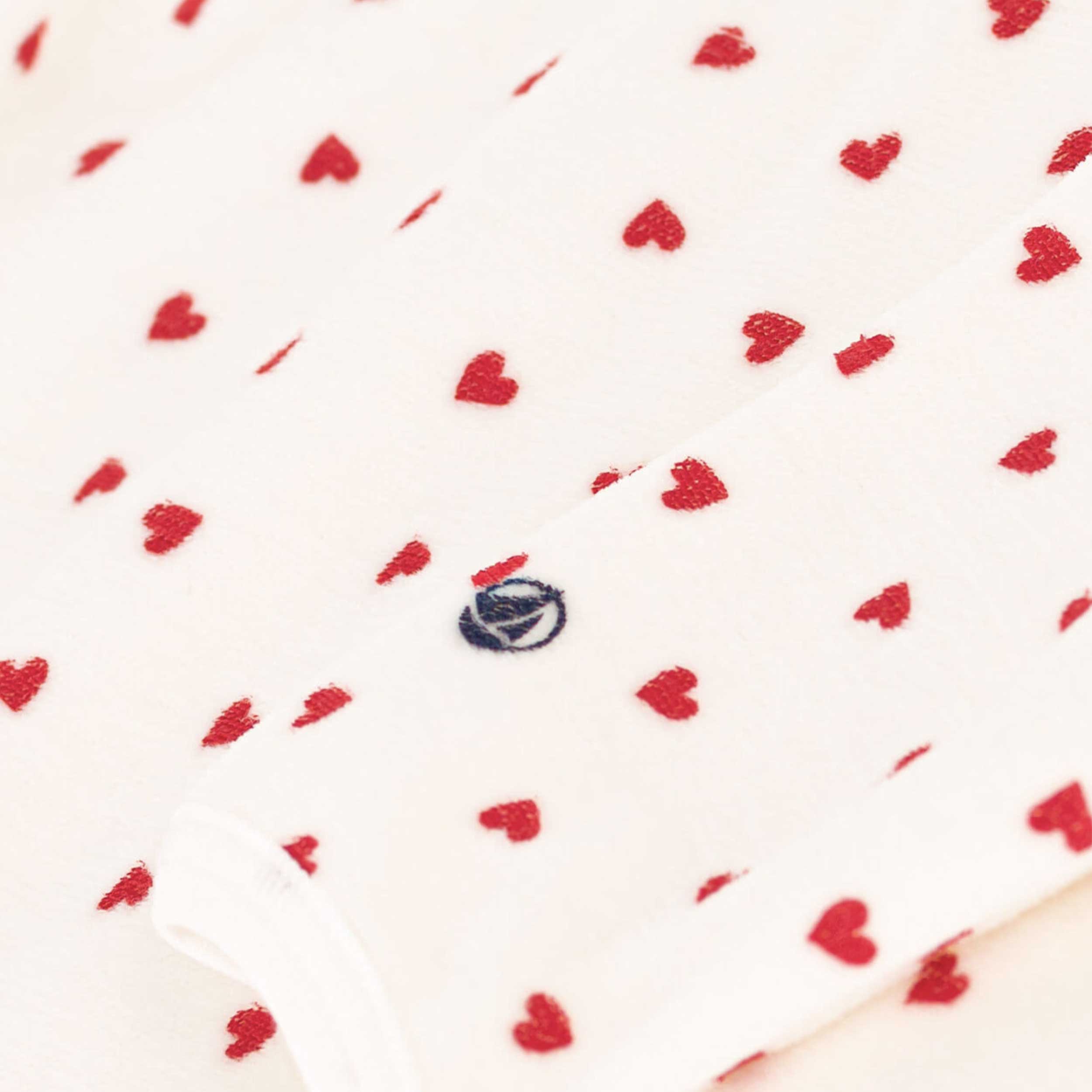 White and Red onesie with Heart Print By PETIT BATEAU