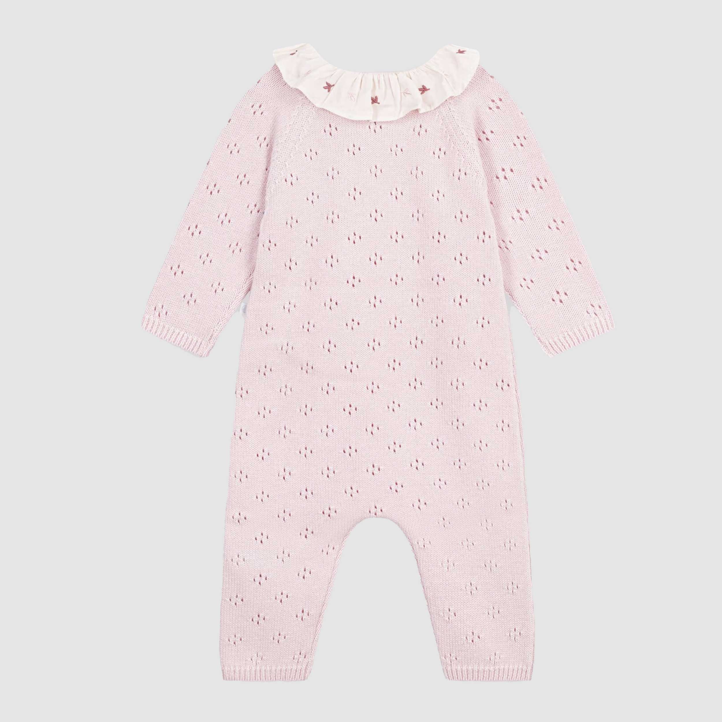 Tutina Rosa in Misto Lana con Volant per Neonata by PETIT BATEAU