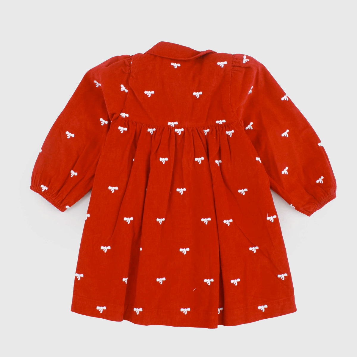 Red Ribbed Velvet Dress for Girls by PETIT BATEAU