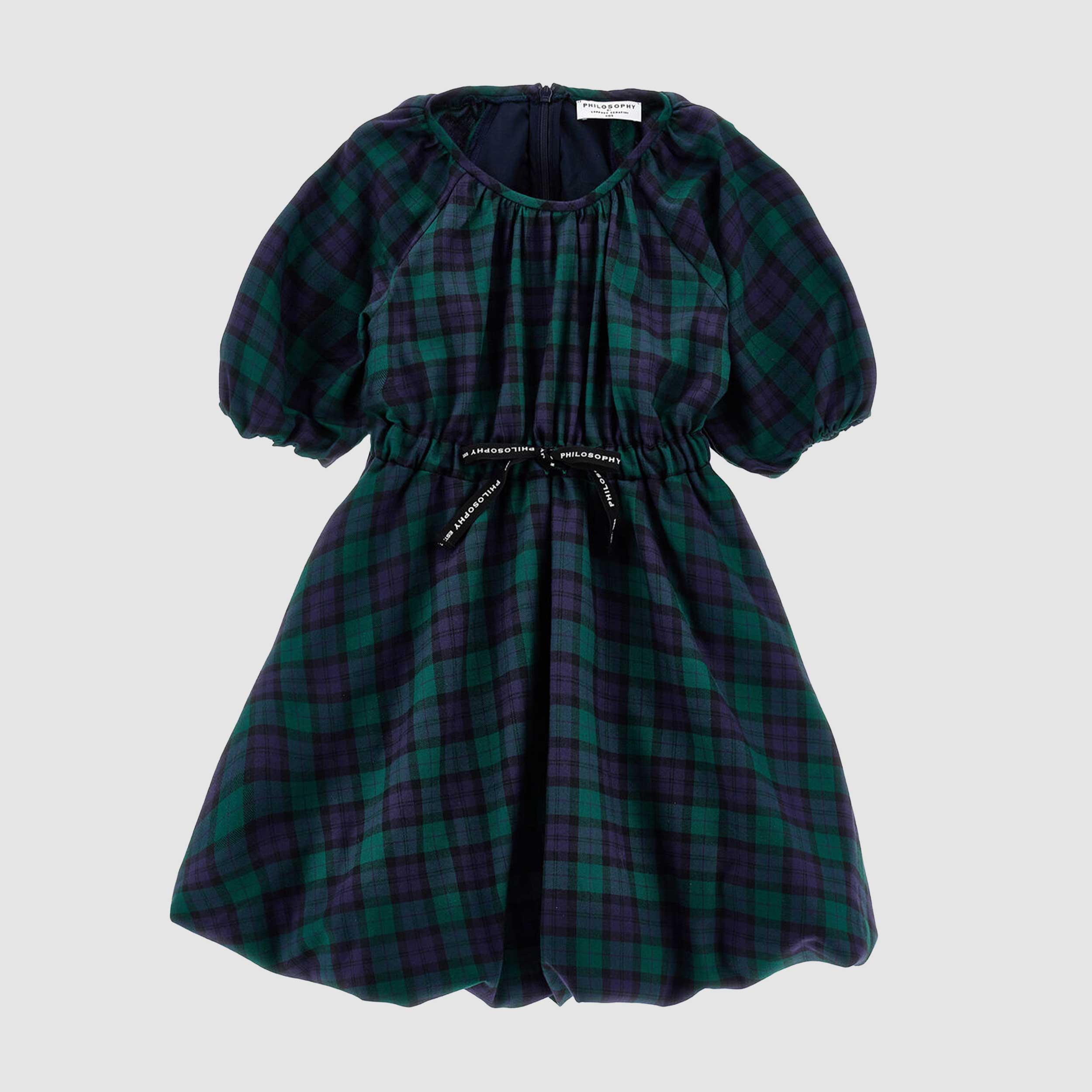 Abito Tartan Con Maniche Palloncino Firmato MONNALISA