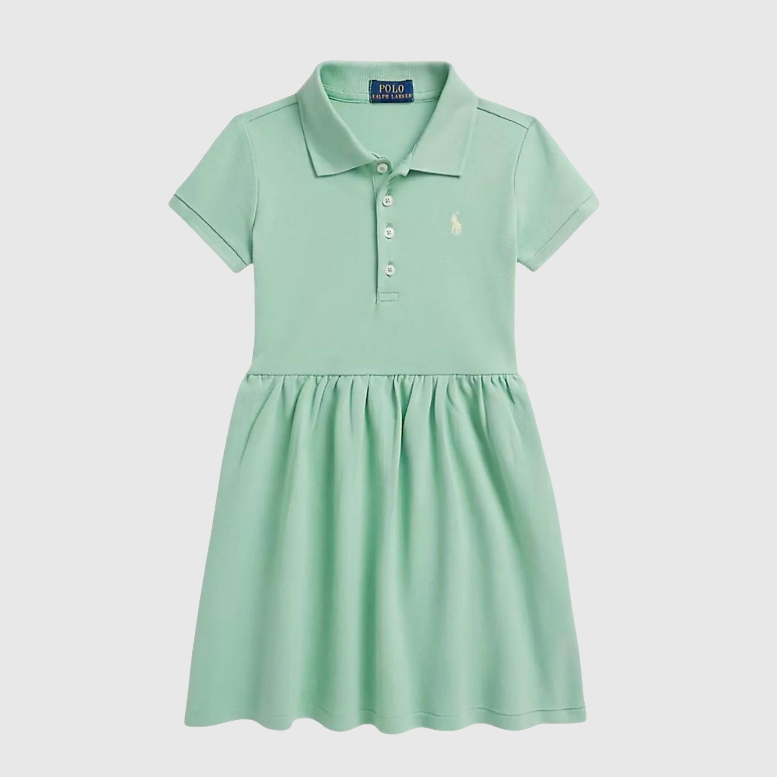 Aqua Green Dress with RALPH LAUREN Signature Logo Embroidery