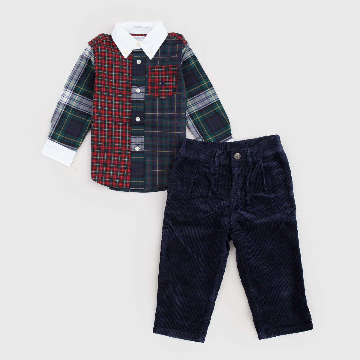 Completo Multicolore Camicia e Pantalone per Neonato RALPH LAUREN