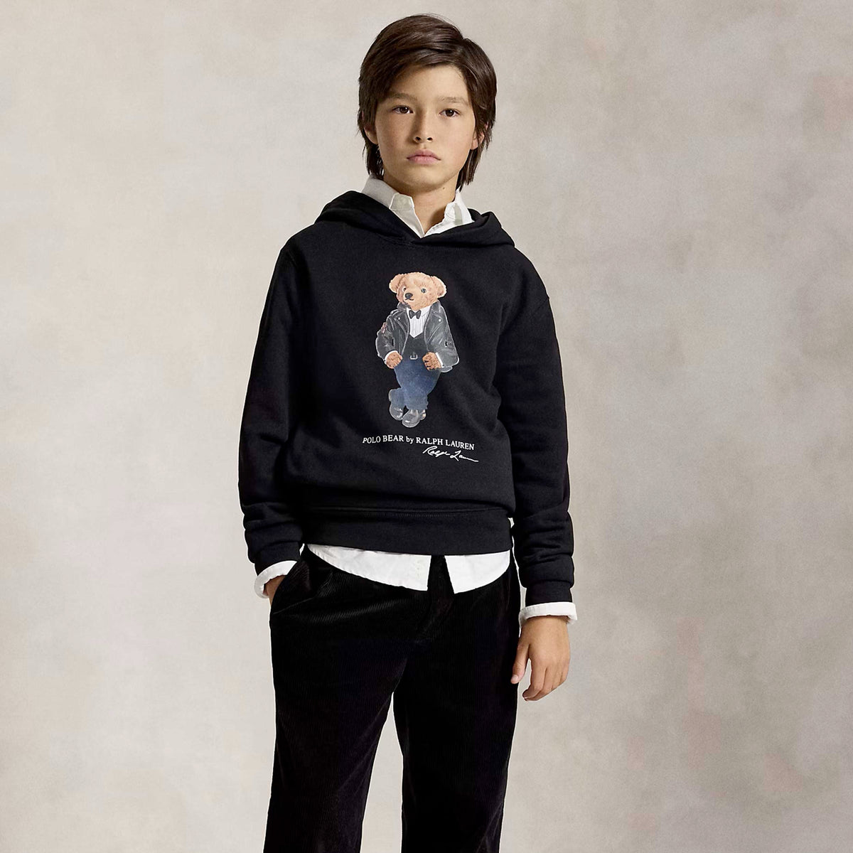 Felpa Nera con Stampa Teddy per Bambini RALPH LAUREN