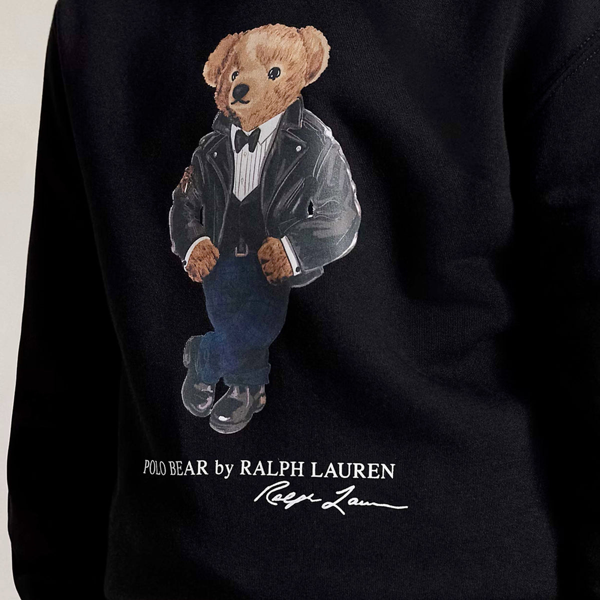 Felpa Nera con Stampa Teddy per Bambini RALPH LAUREN