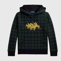 Felpa Verde e Blu in Tartan per Ragazzi by RALPH LAUREN