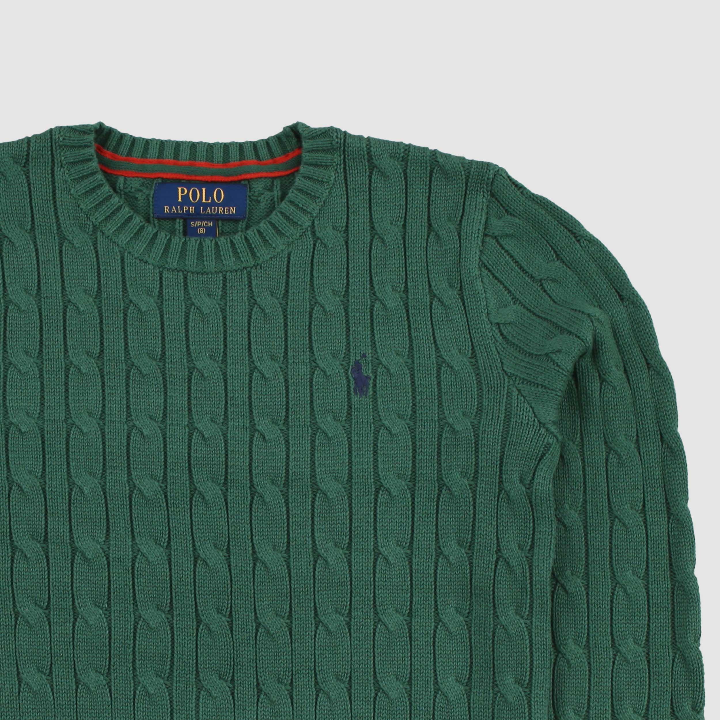 Green T-Shirt Braided Crew Neck By RALPH LAUREN