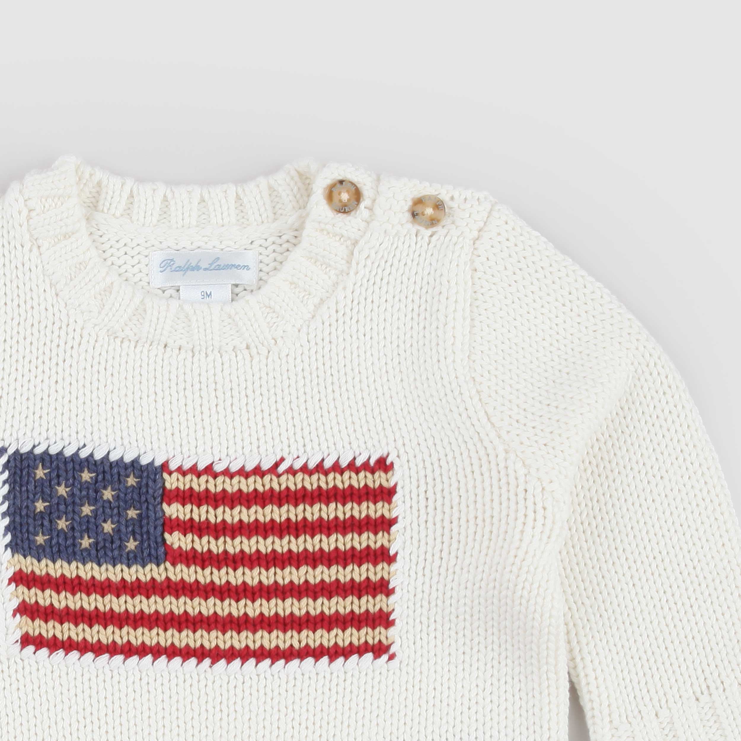 Maglioncino Latte con Apertura sulle Spalle Firmato RALPH LAUREN