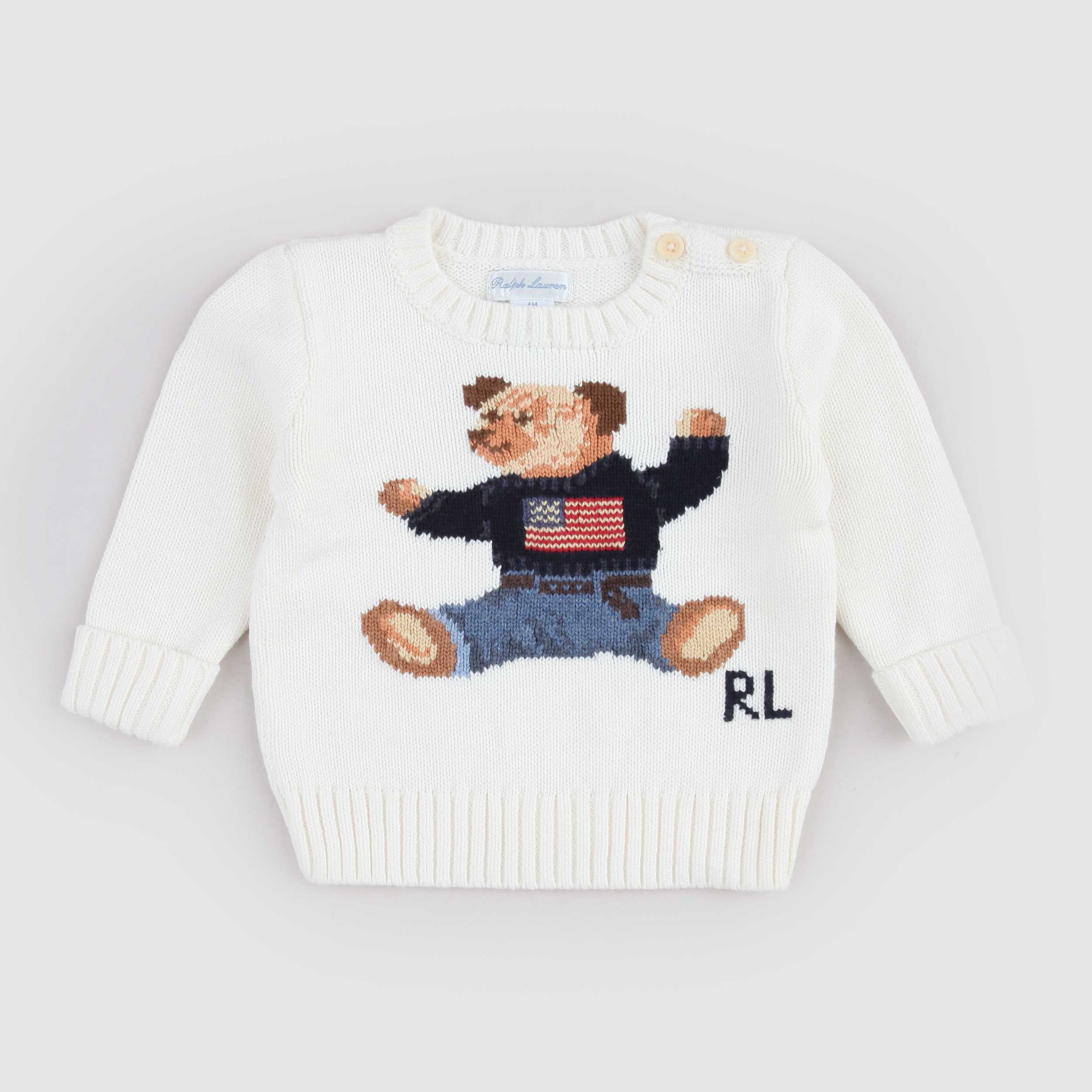 Baby Bear Embroidery Cream T-Shirt by RALPH LAUREN