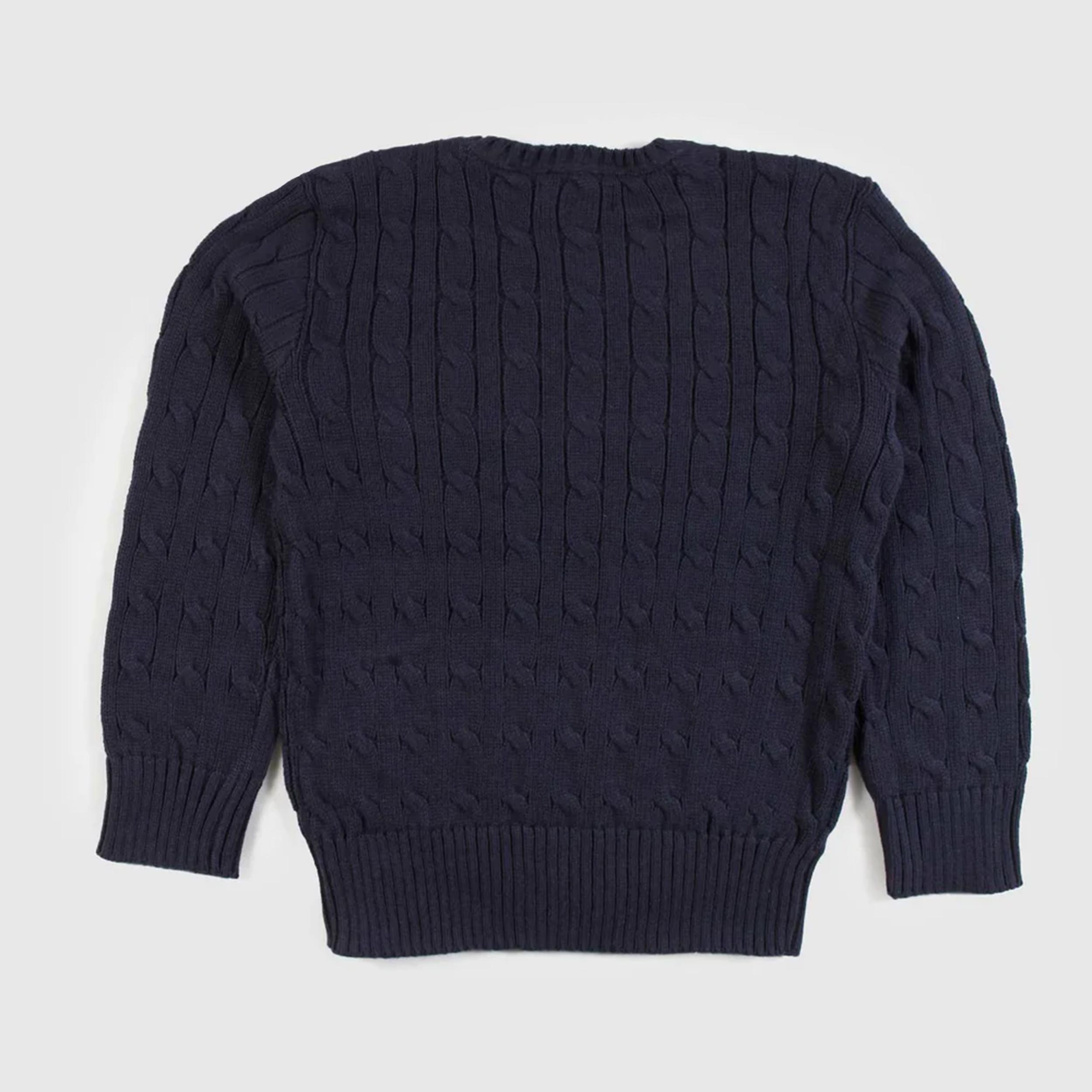 Maglioncino Blu Elasticizzato con Logo Rosso Firmato RALPH LAUREN