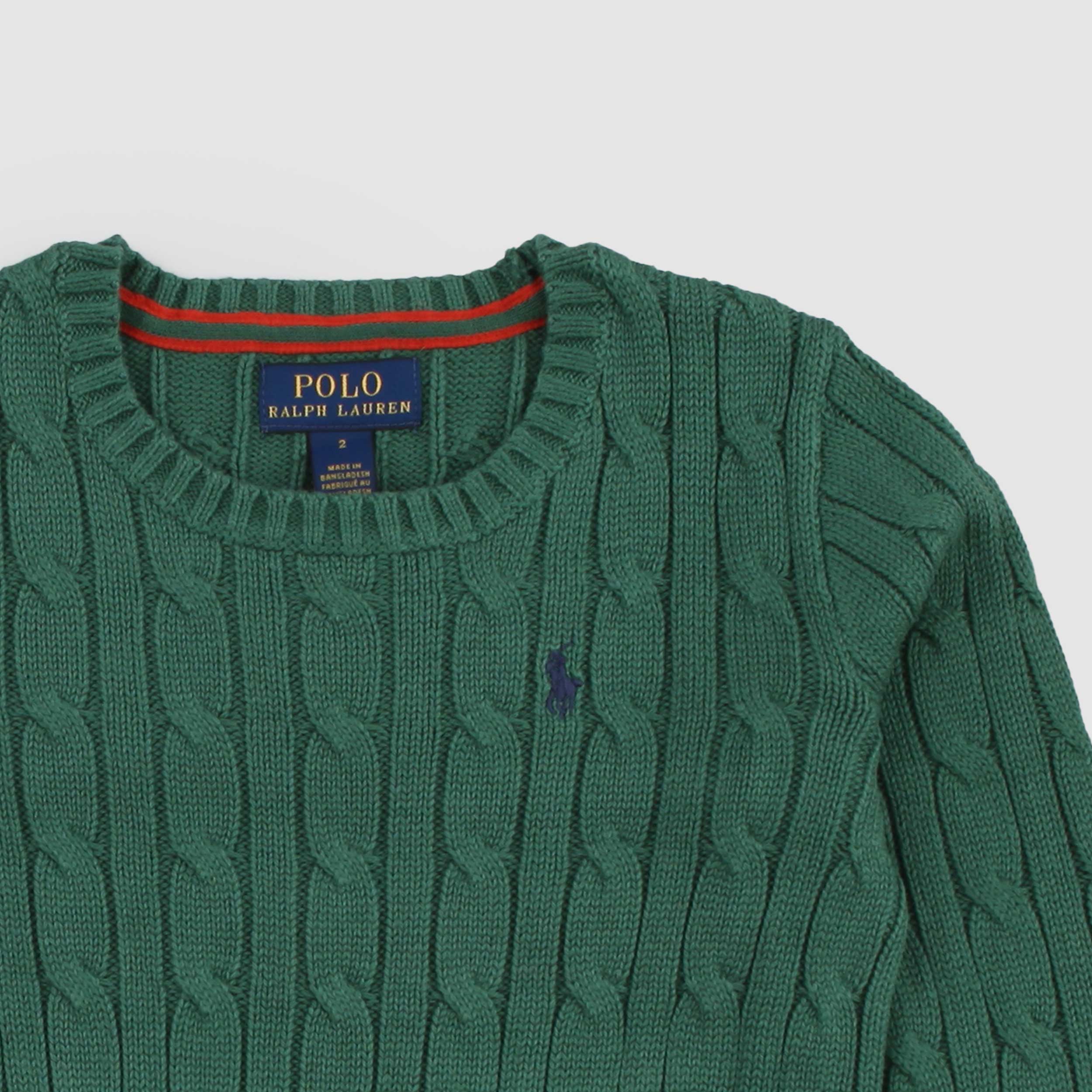 Cotton Braided Green T-Shirt By RALPH LAUREN
