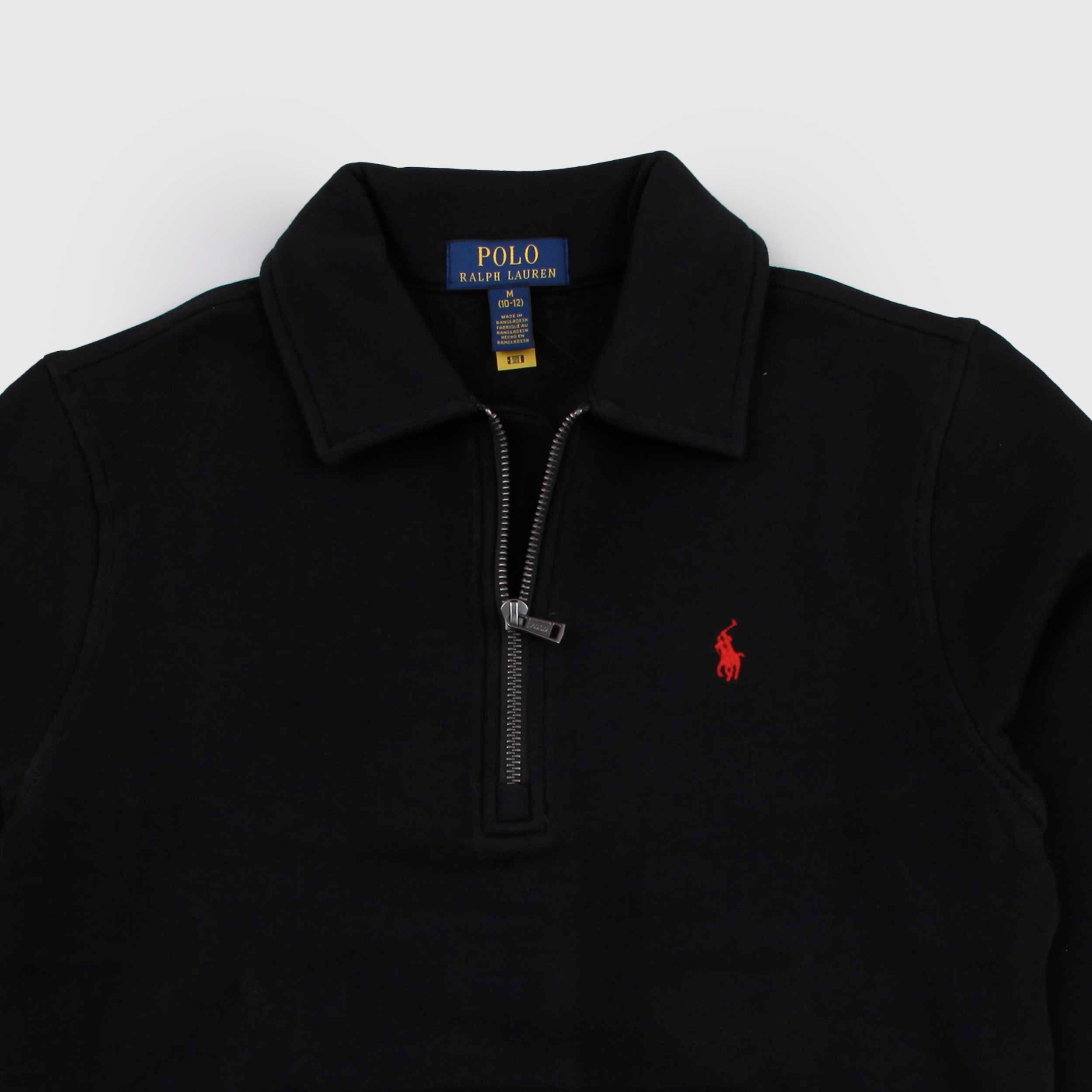 Black Sweatshirt Polo Model with Zip Signed RALPH LAUREN