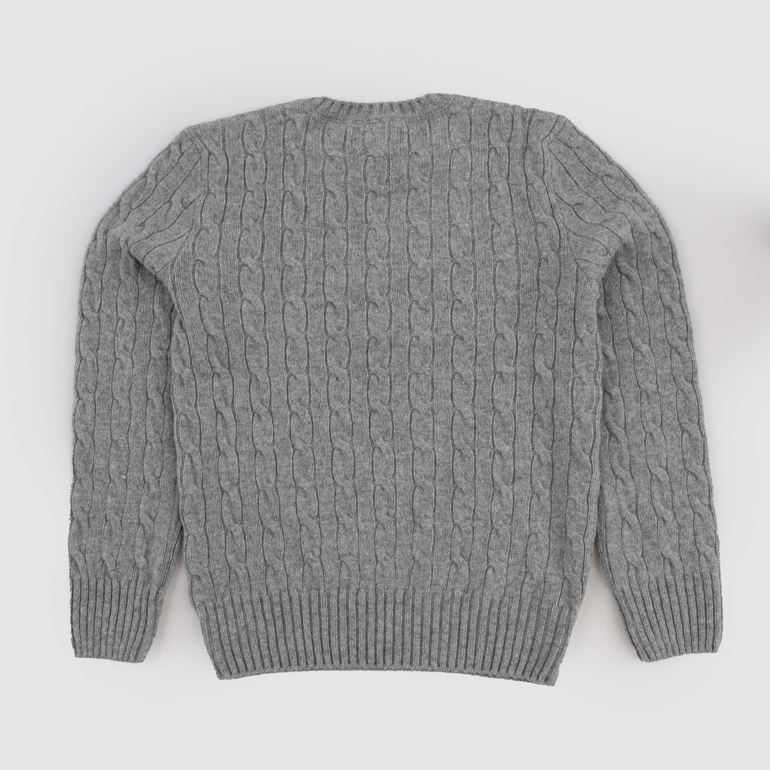 Grey Braided T-Shirt in Wool and Cashmere By RALPH LAUREN
