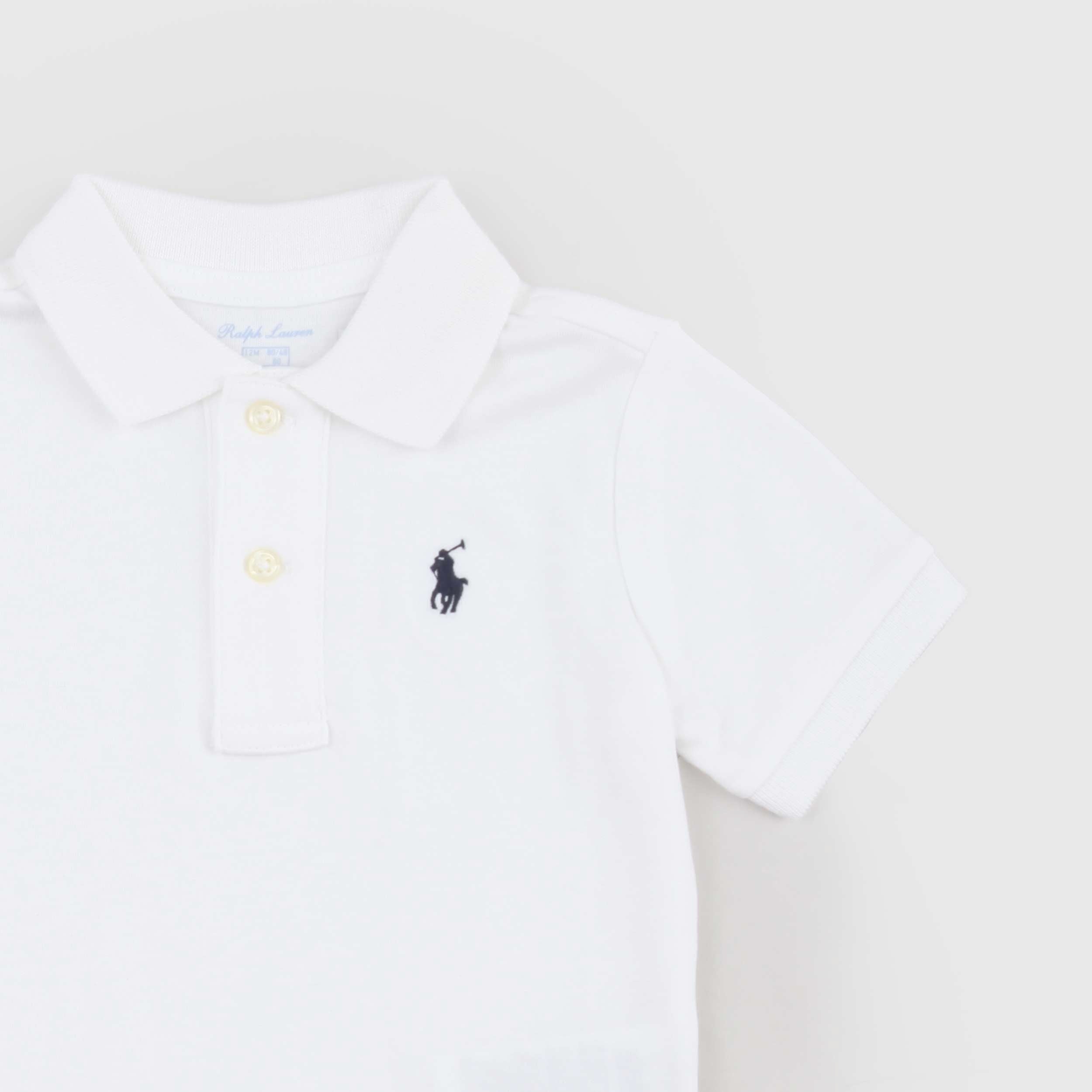 T-shirt Bianca con Bottoni Madreperla Firmata RALPH LAUREN