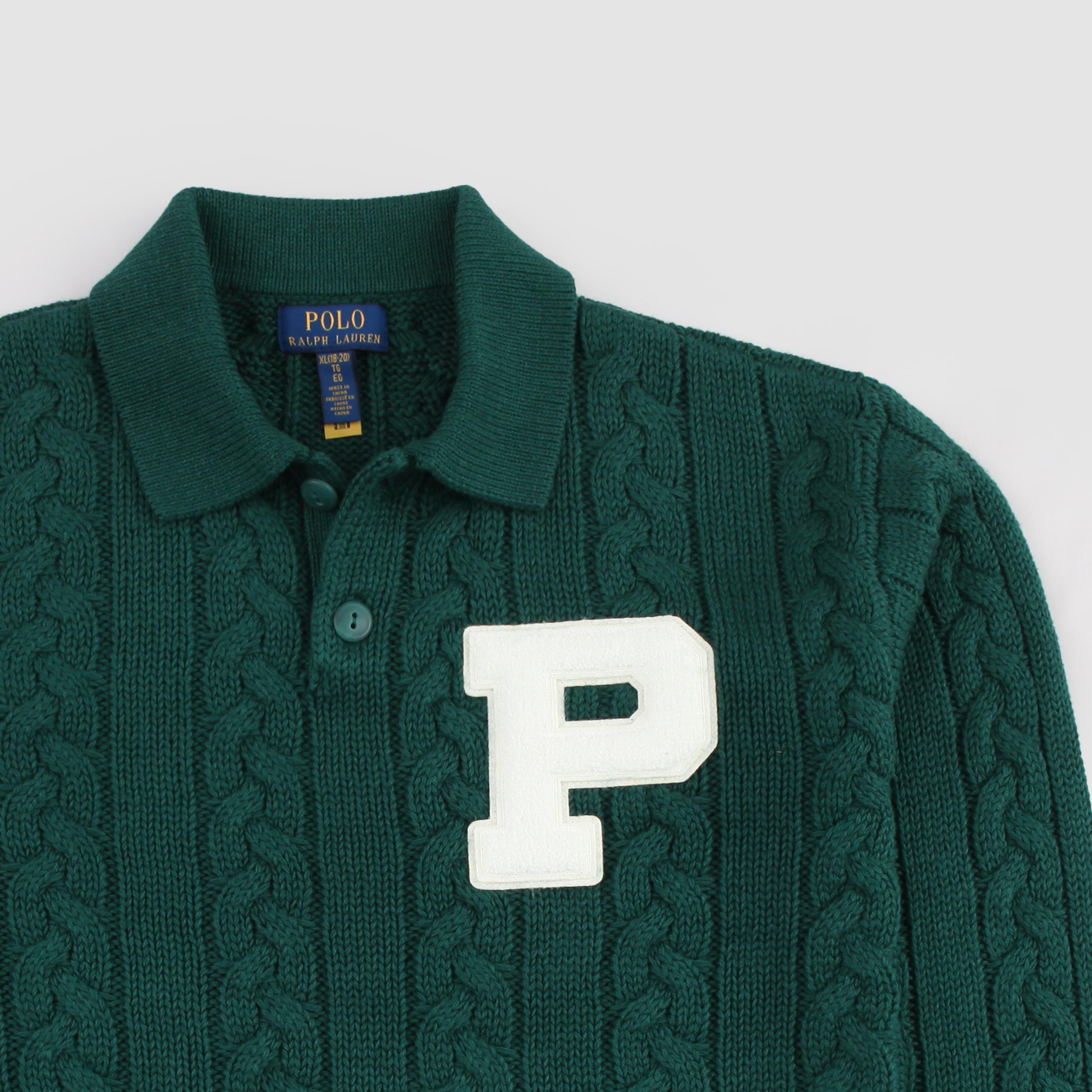 Polo Verde Bosco a Trecce per Ragazzi By RALPH LAUREN
